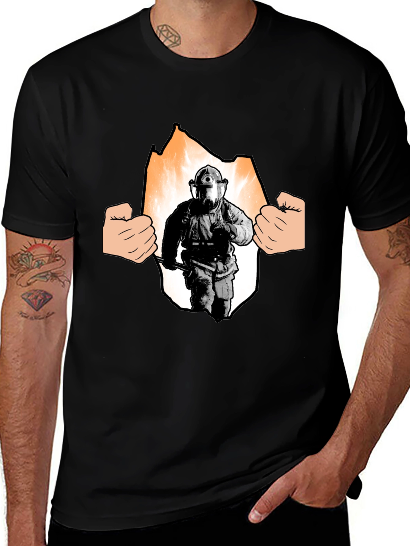 Variant 23 of Firefighter T-Shirt - Hero Inside Graphic Tee
