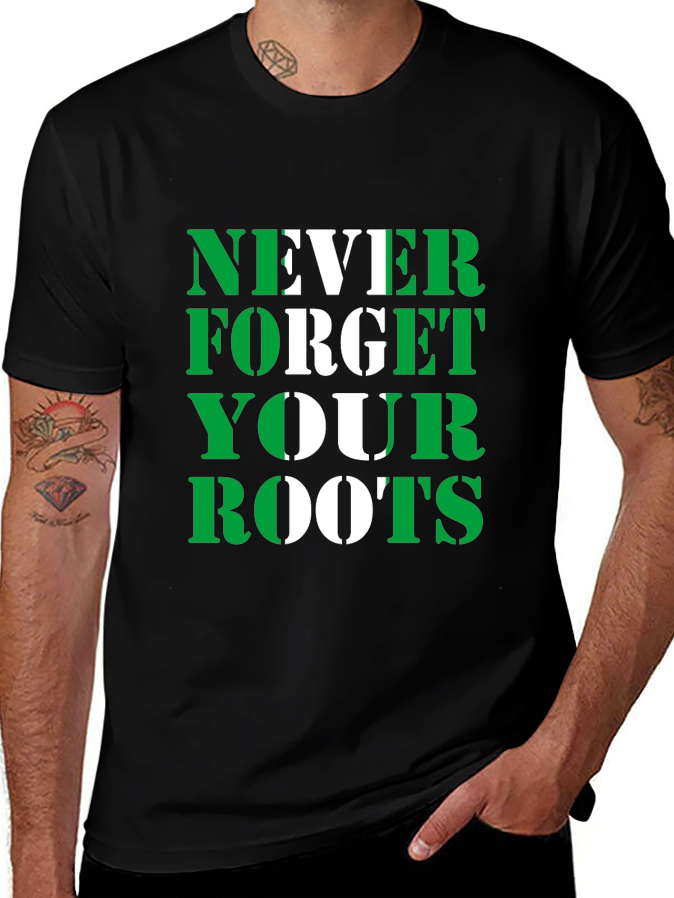 Variant 14 of Never Forget Your Roots Graphic Tee - Black T-Shirt