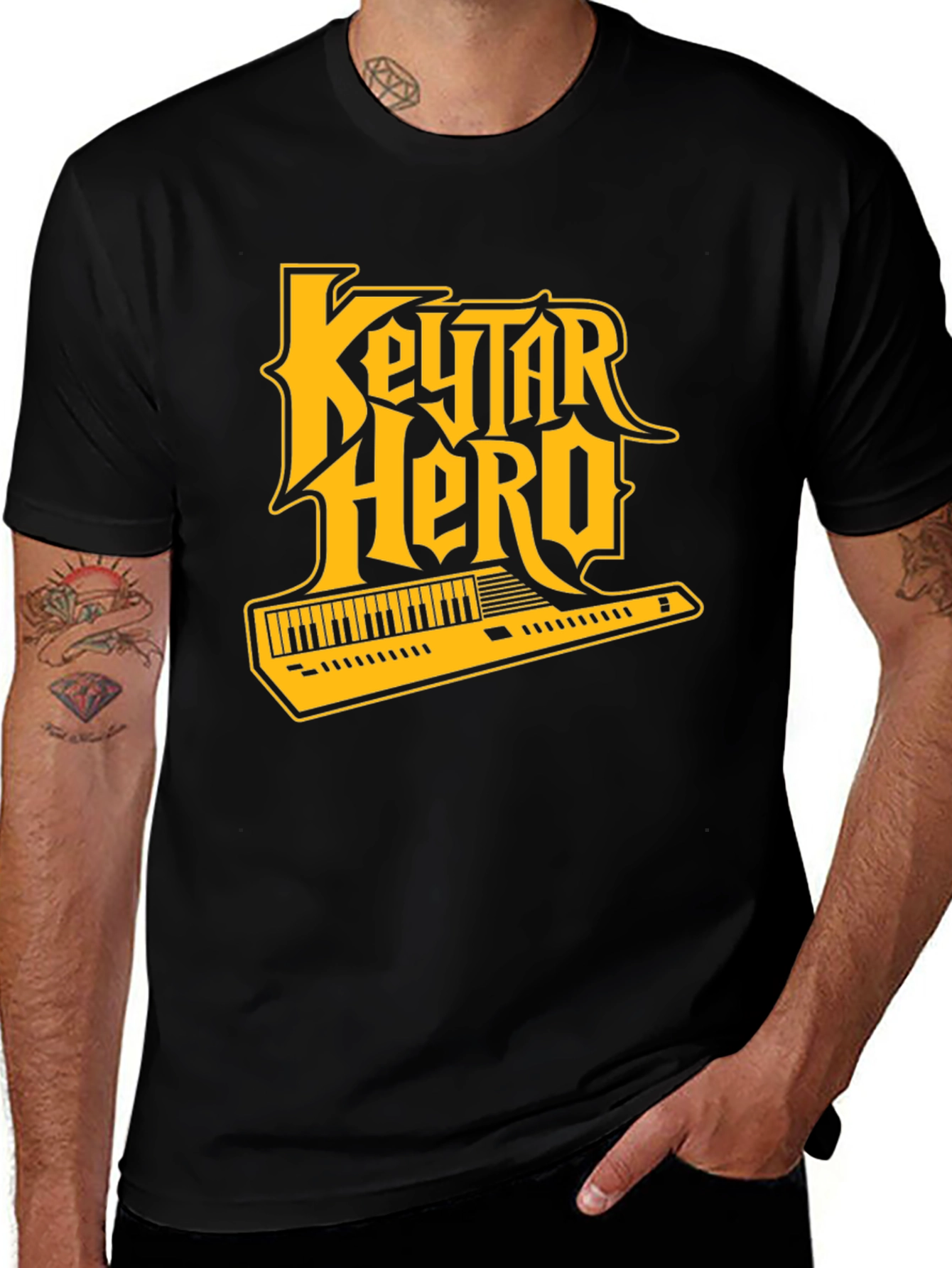 Variant 25 of Keytar Hero Black T-Shirt - Retro Music Tee