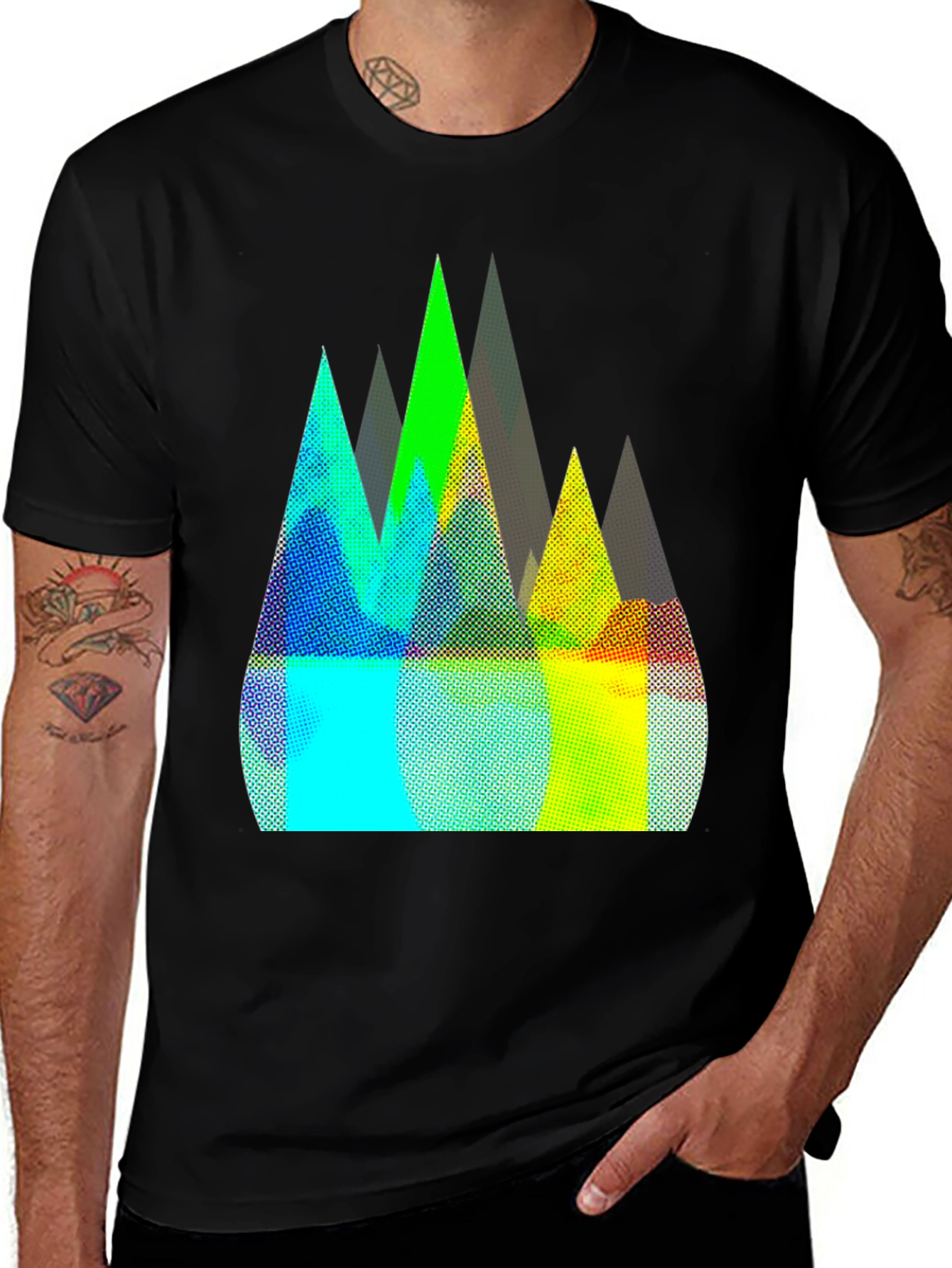 Variant 18 of Abstract Mountain Peaks Graphic Tee - Black