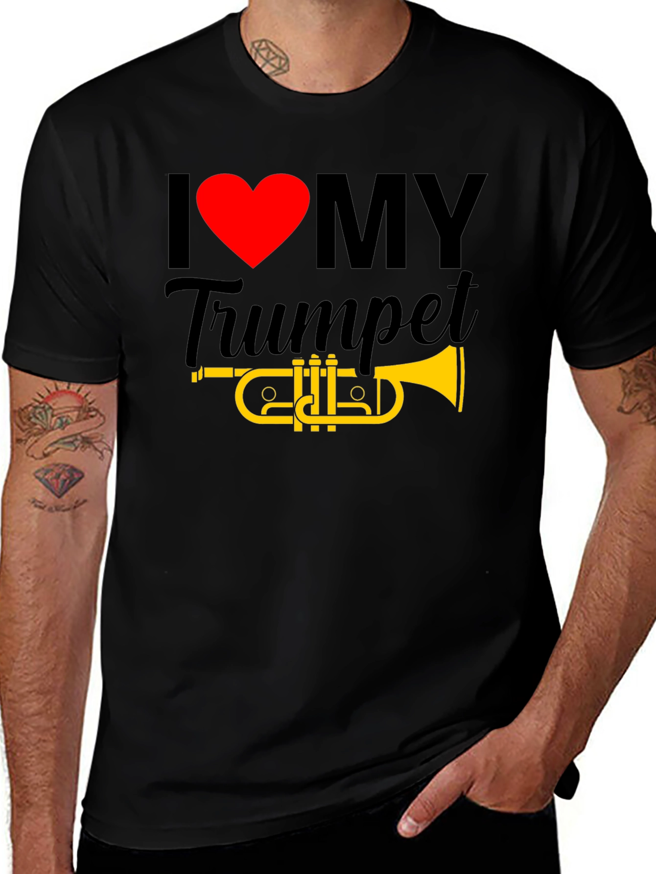 Variant 26 of I Love My Trumpet Black T-Shirt