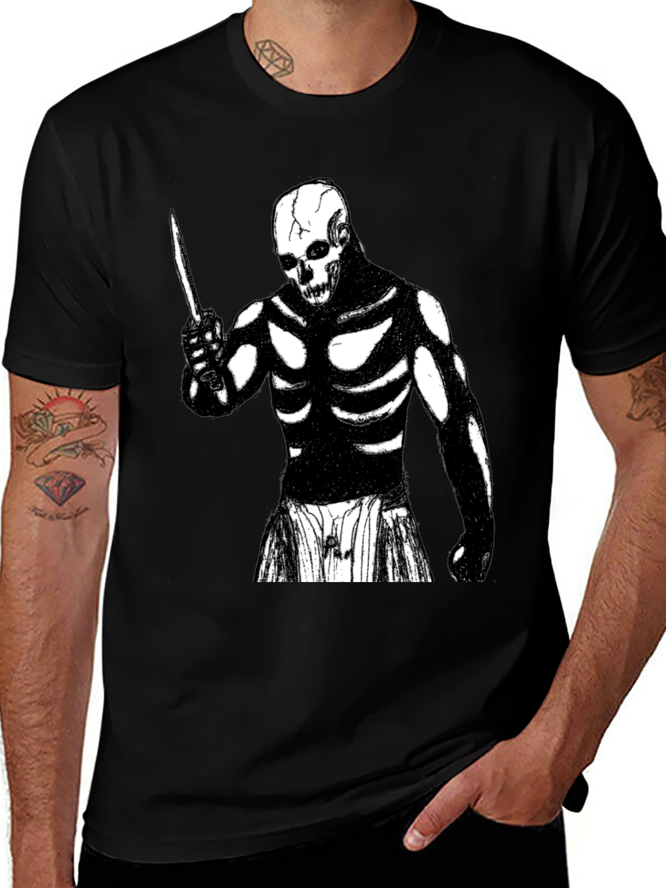 Variant 21 of Skeleton Warrior Graphic Tee - Black T-Shirt