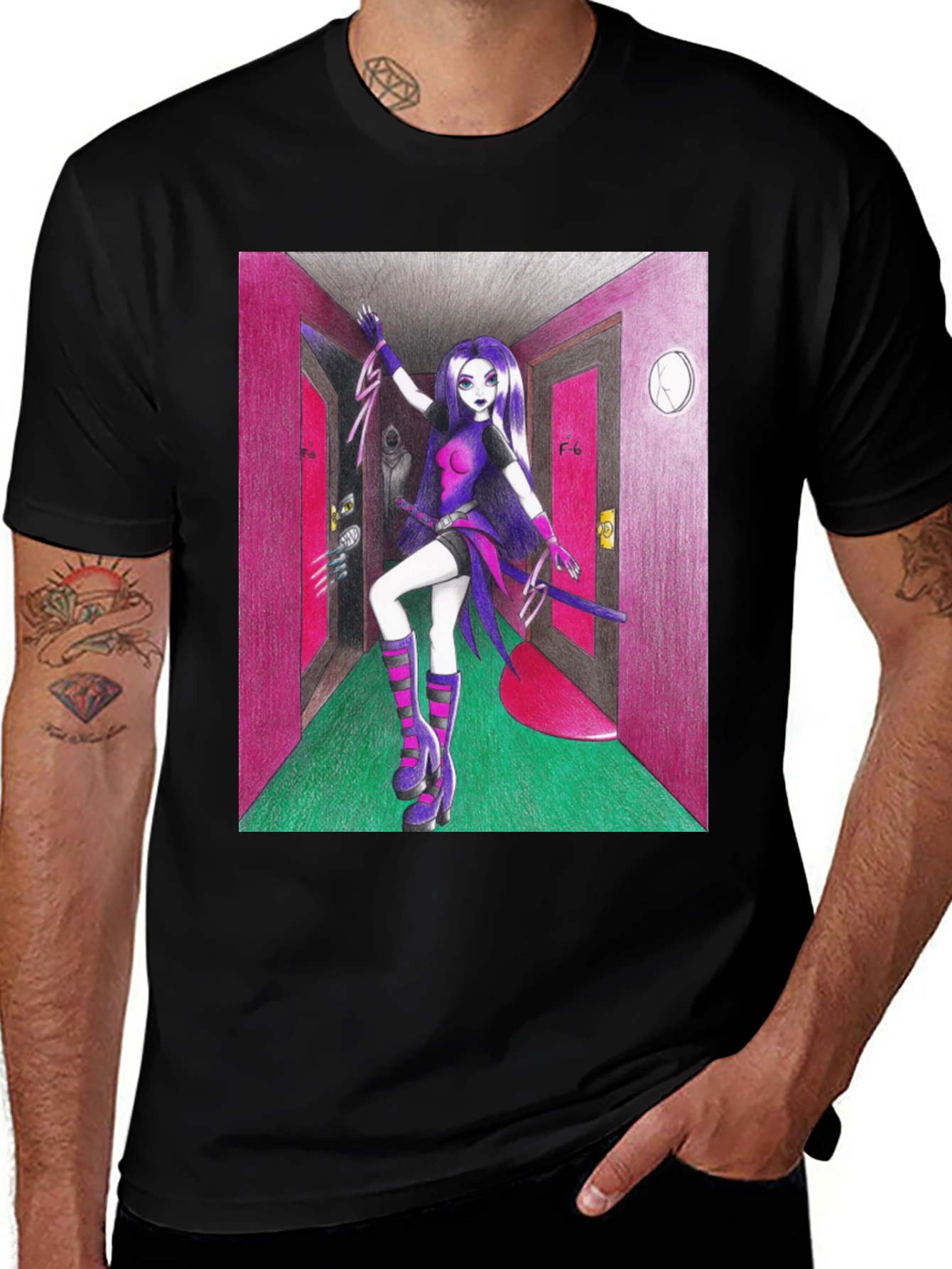 Variant 18 of Anime Girl in Hallway Graphic Tee