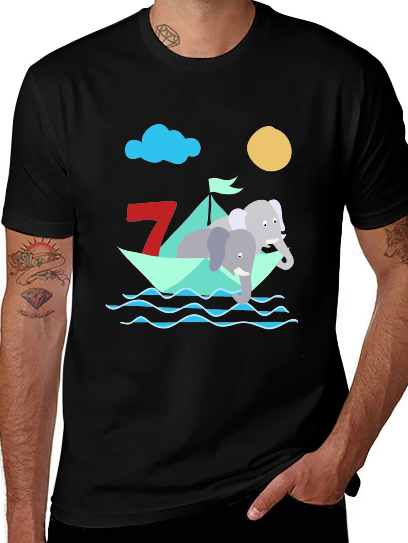 Variant 15 of Cute Elephant Boat T-Shirt