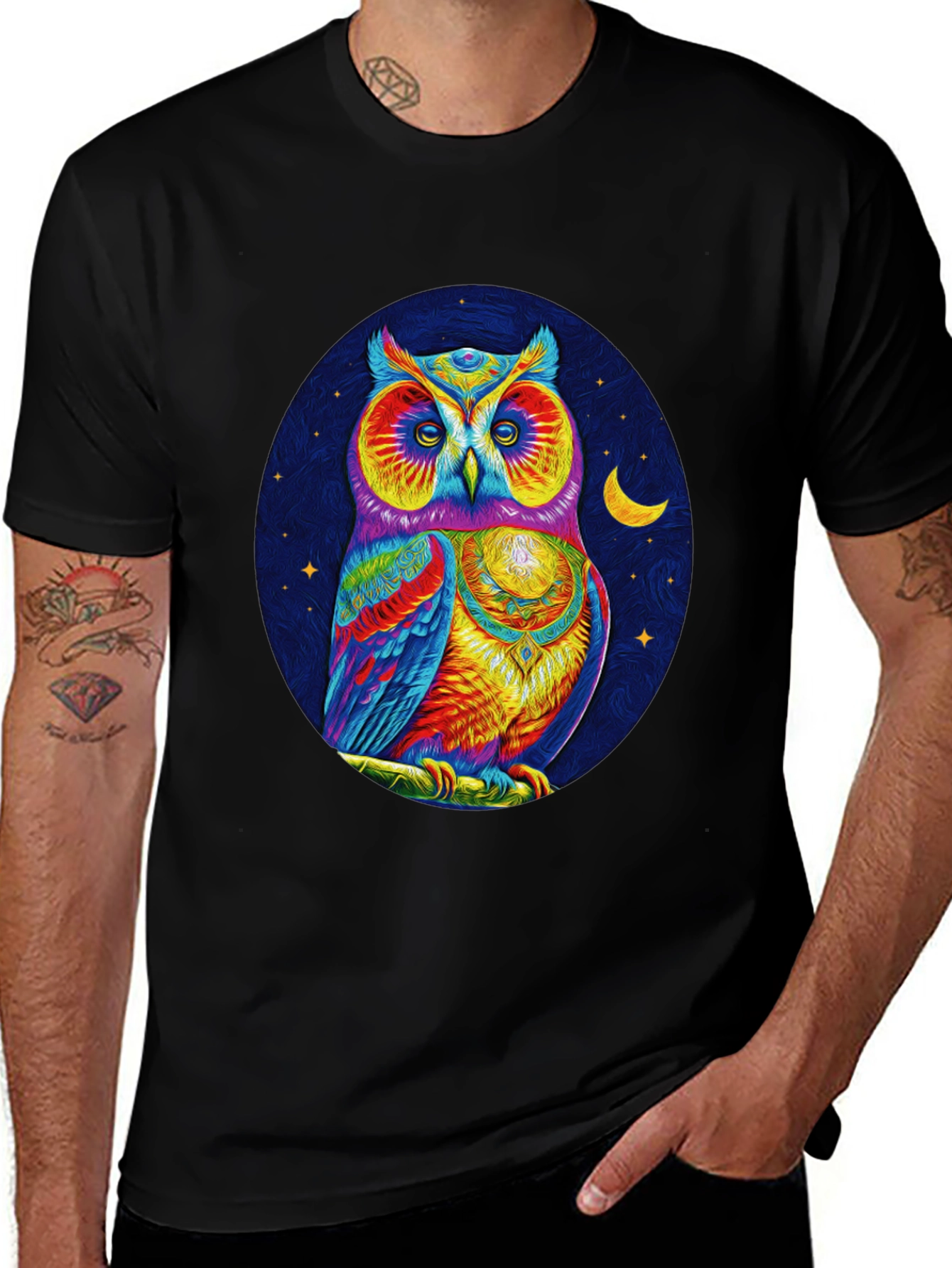 Variant 30 of Psychedelic Owl T-Shirt - Colorful Graphic Tee