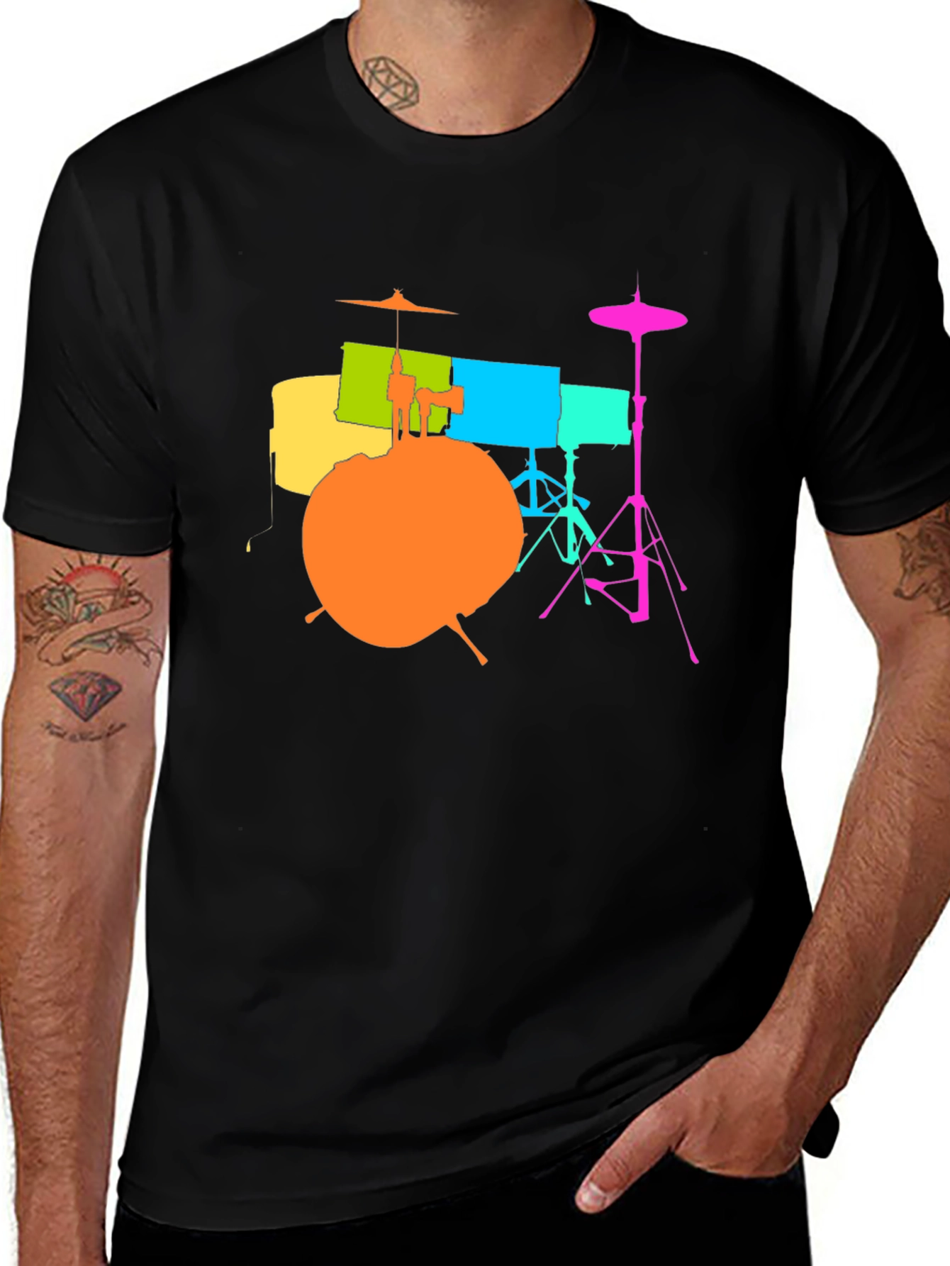 Variant 22 of Colorful Drum Set Graphic T-Shirt