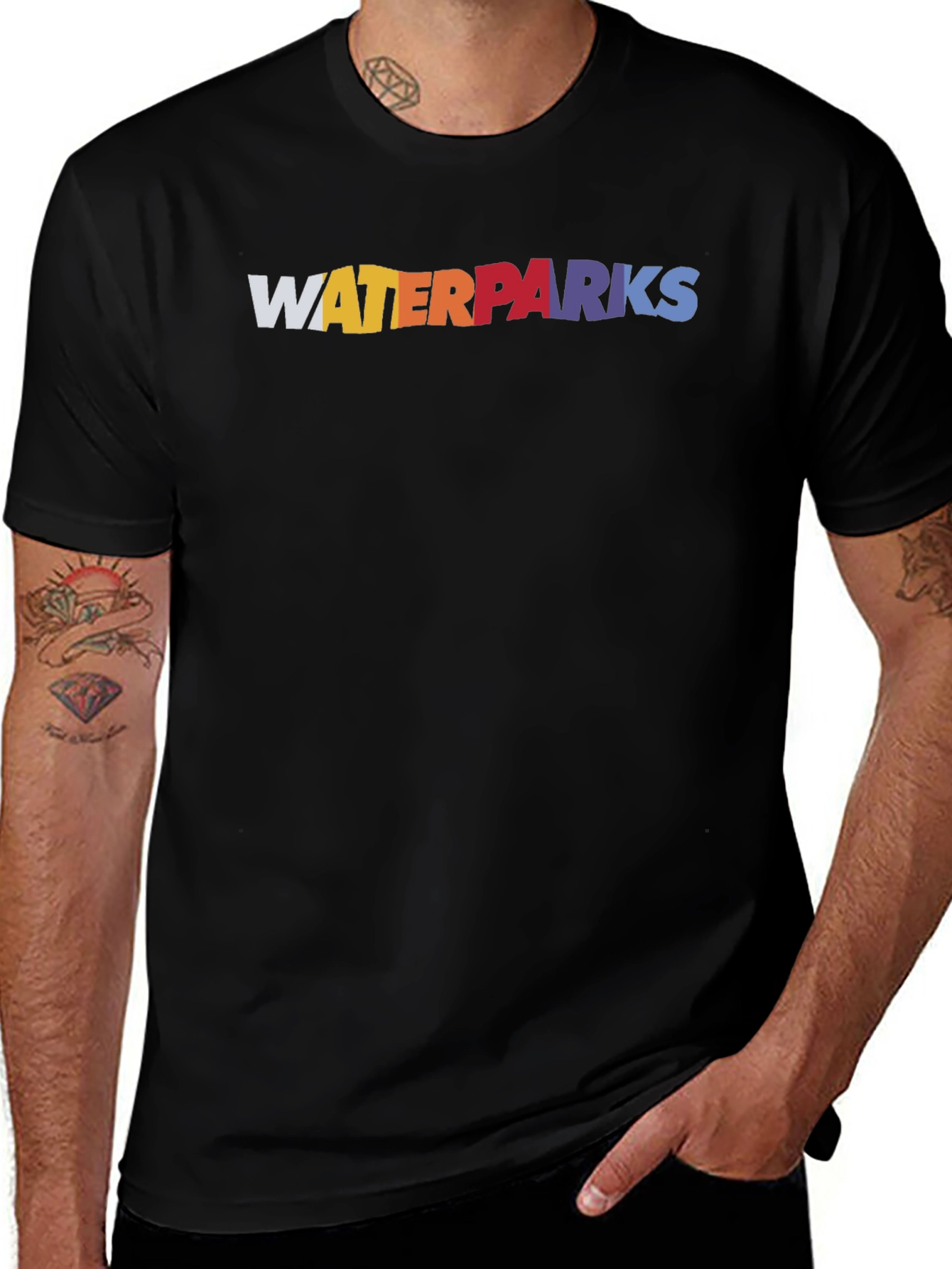 Variant 16 of Waterparks Band Tee - Black Cotton Short Sleeve Shirt