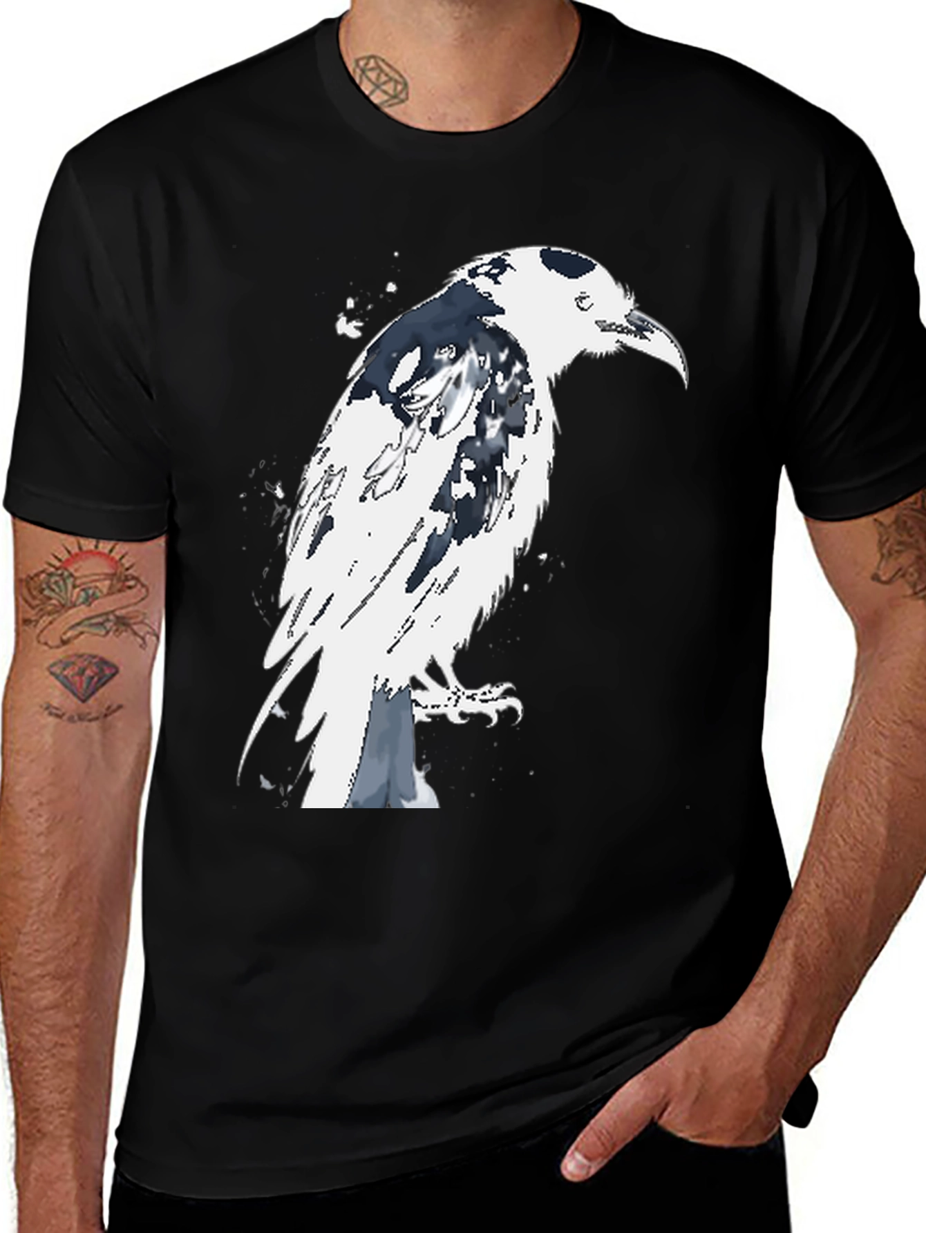 Variant 25 of Raven Graphic Tee - Men's Black T-Shirt