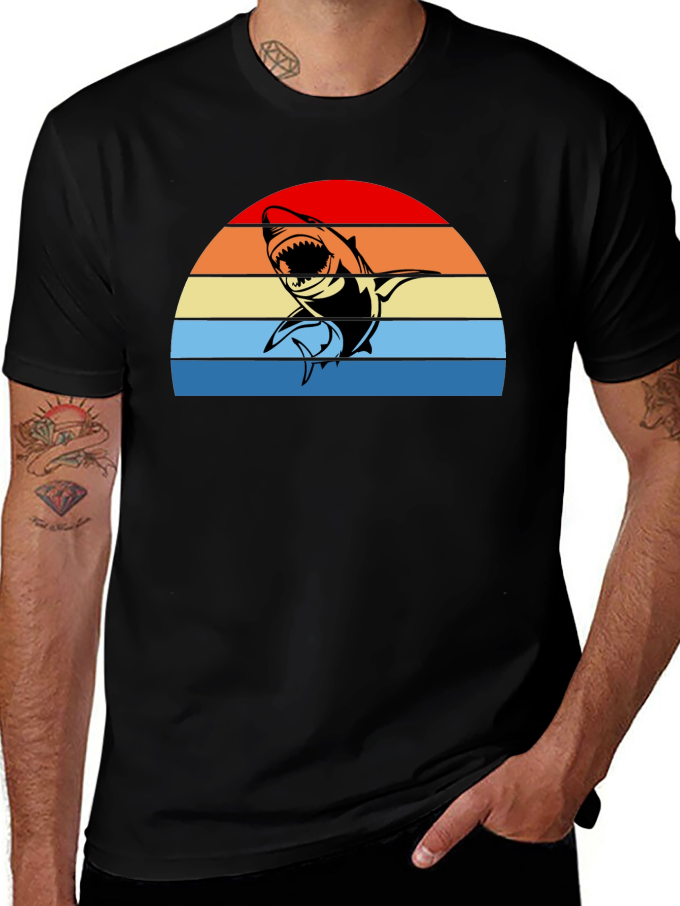 Variant 16 of Shark Retro Sunset Graphic T-Shirt