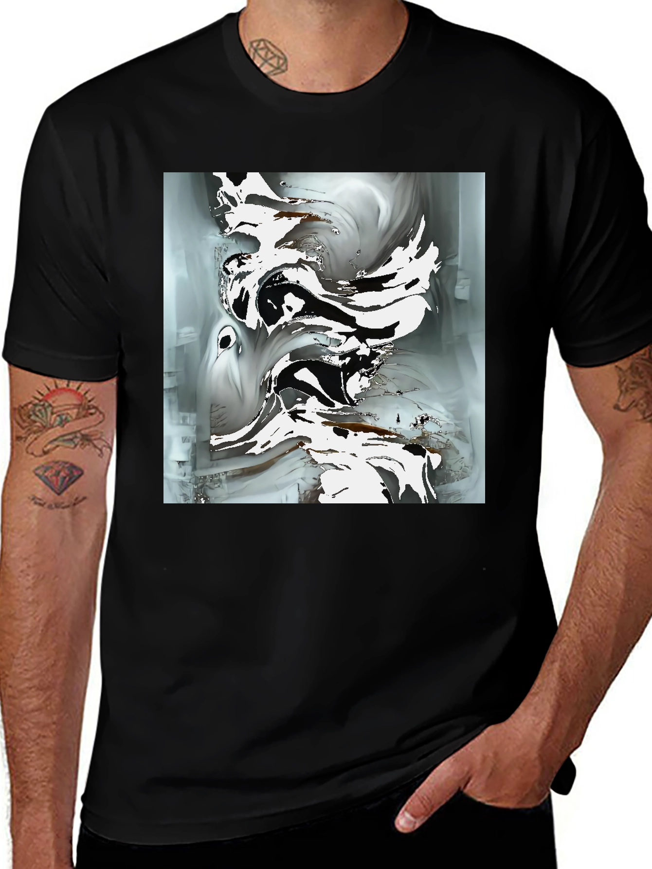 Variant 29 of Abstract Art Graphic Tee - Modern Black T-Shirt