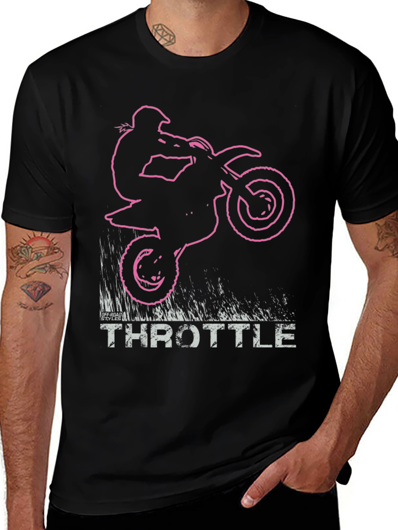 Variant 3 of Throttle Dirt Bike Graphic T-Shirt - Black