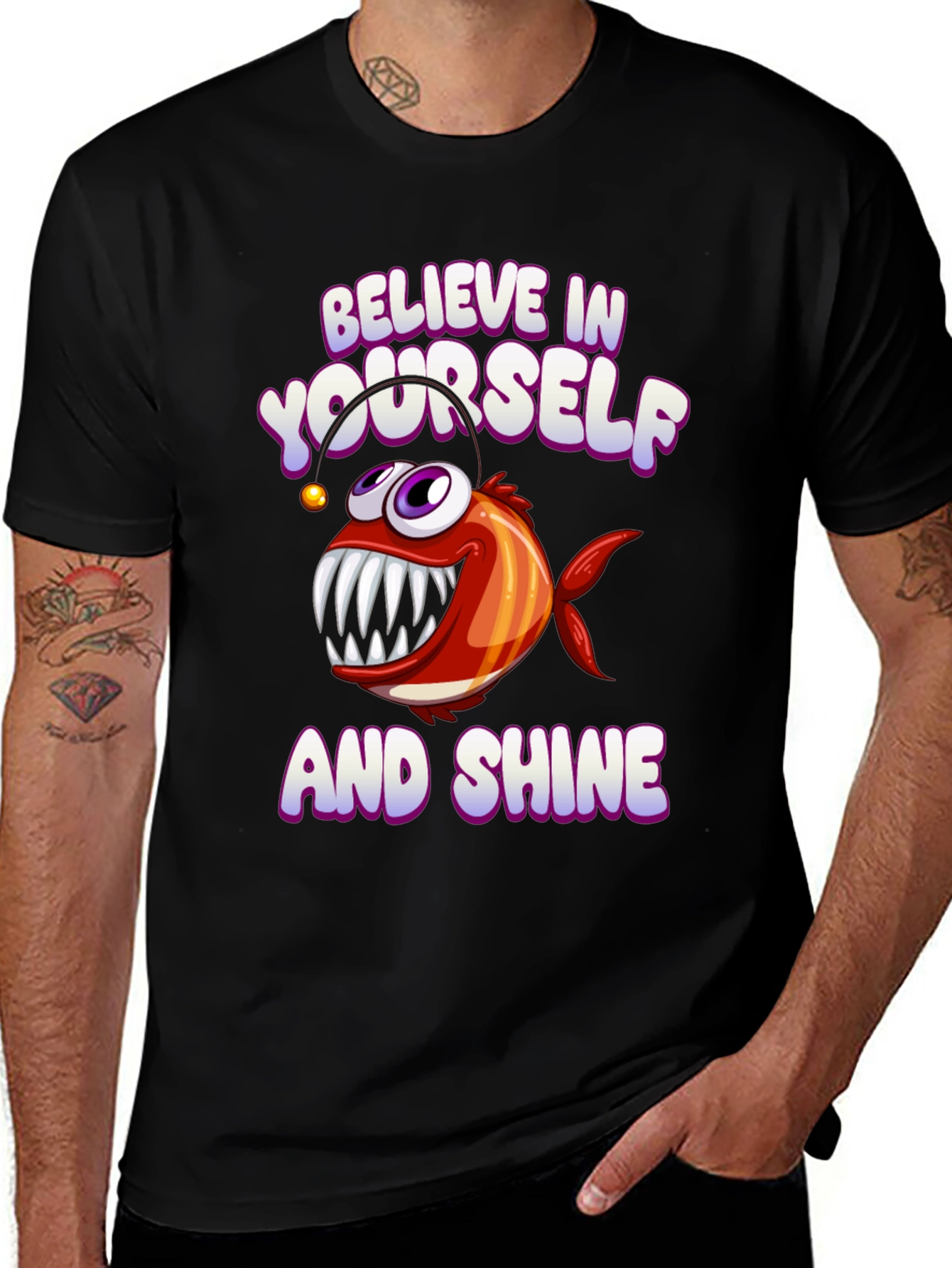 Variant 19 of Believe in Yourself Angler Fish Graphic Tee