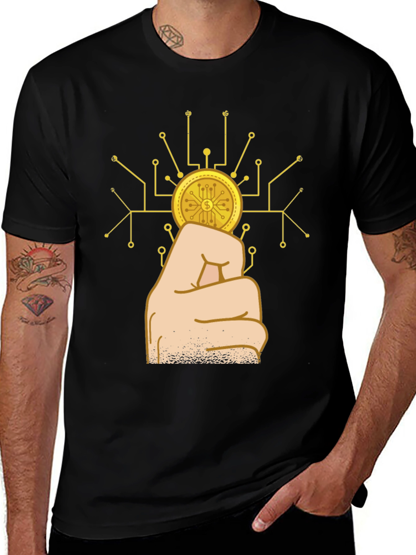 Variant 12 of Crypto Coin Fist Black T-Shirt