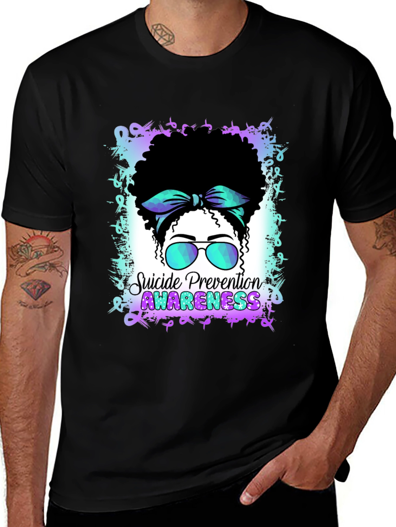 Black Suicide Prevention Awareness T-Shirt main image