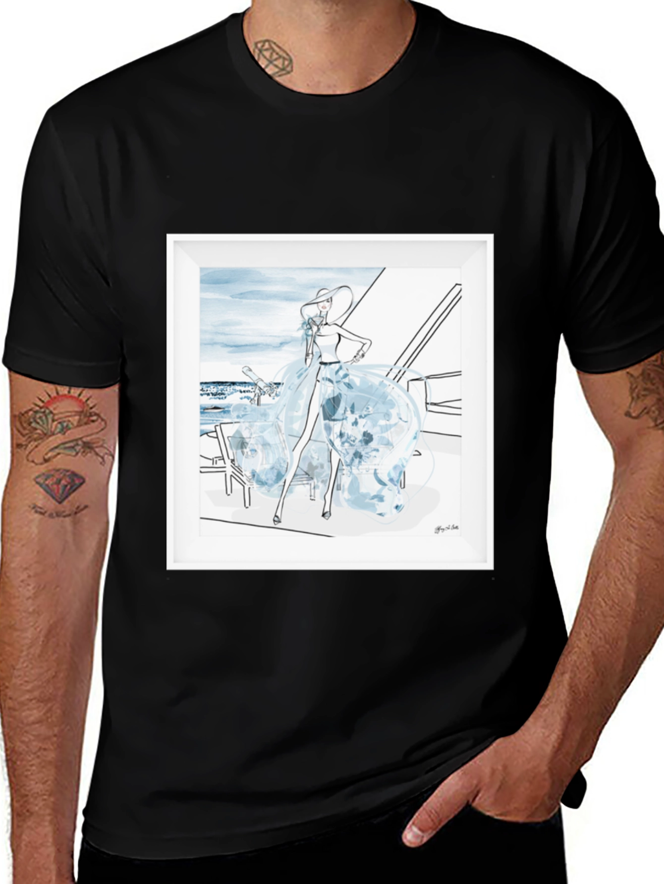 Variant 5 of Fashionable T-Shirt with Chic Illustration
