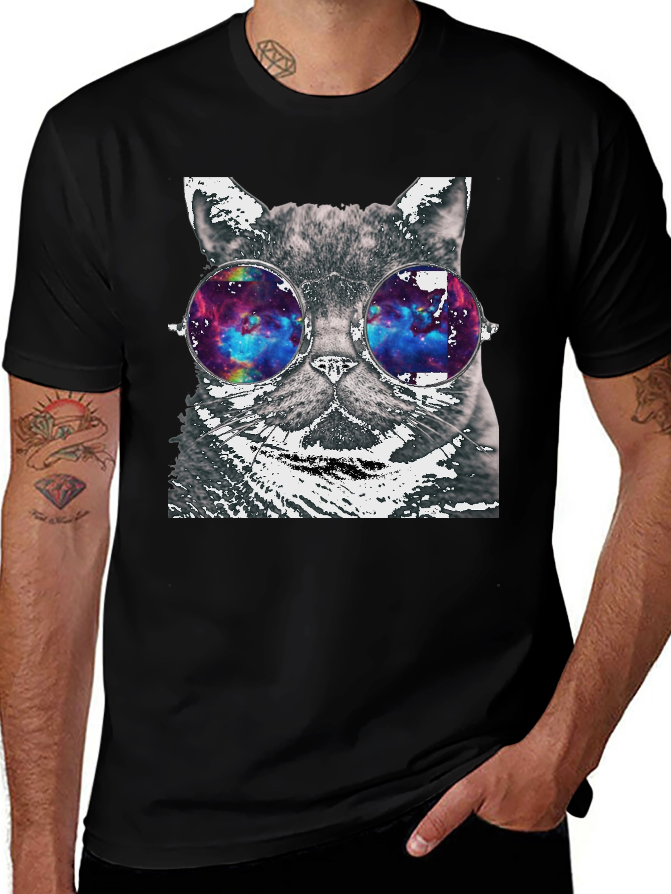 Variant 8 of Cool Cat Galaxy Sunglasses T-Shirt