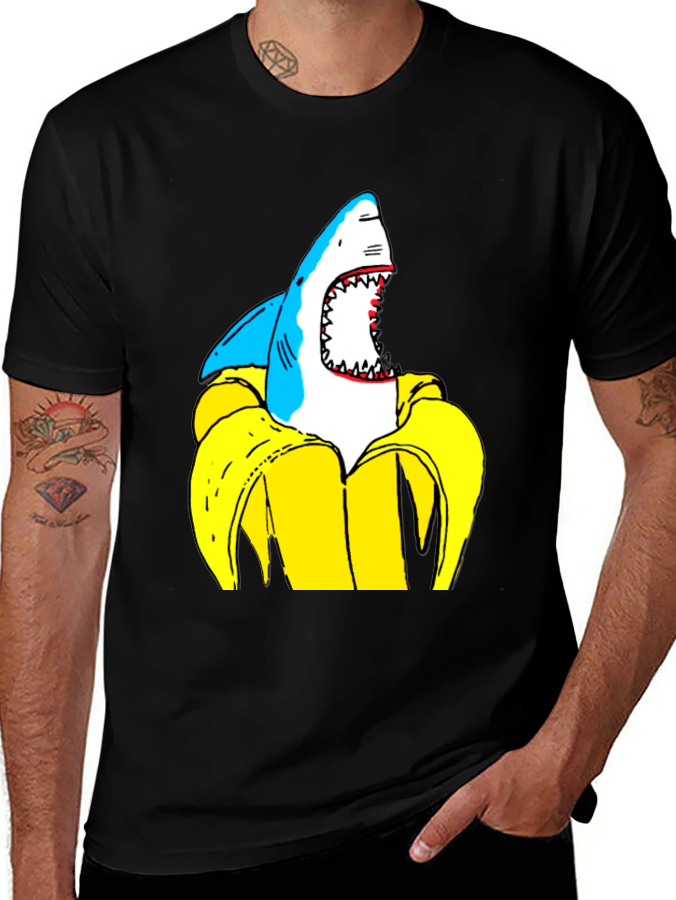 Variant 23 of Shark Banana Funny Graphic T-Shirt