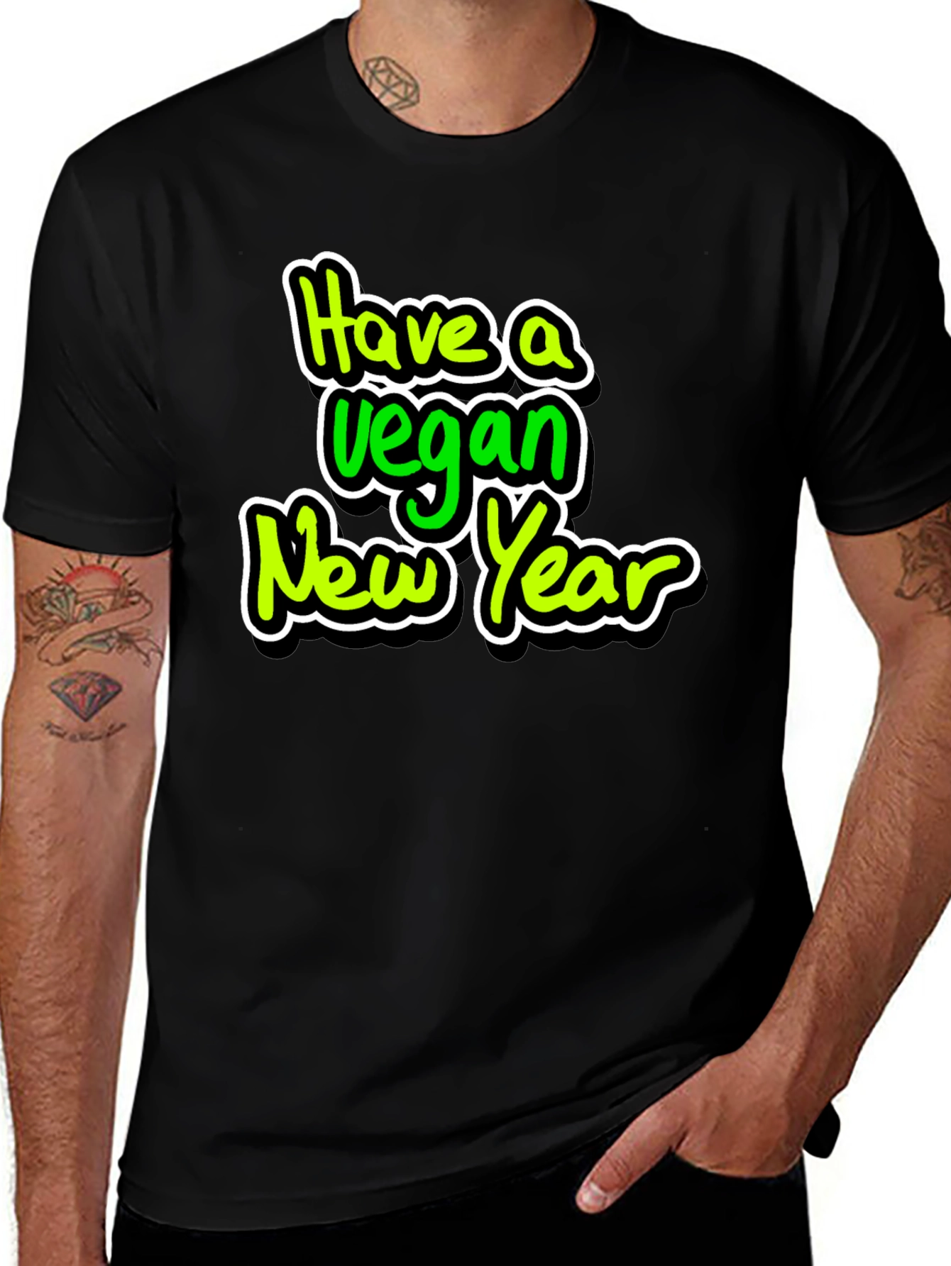 Variant 9 of Vegan New Year Graphic Tee - Black Unisex T-Shirt