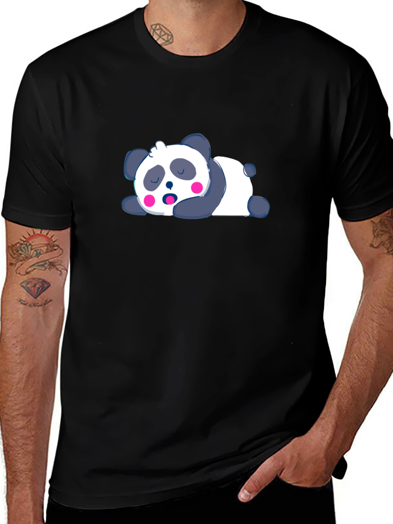 Variant 24 of Cute Sleeping Panda Black T-Shirt