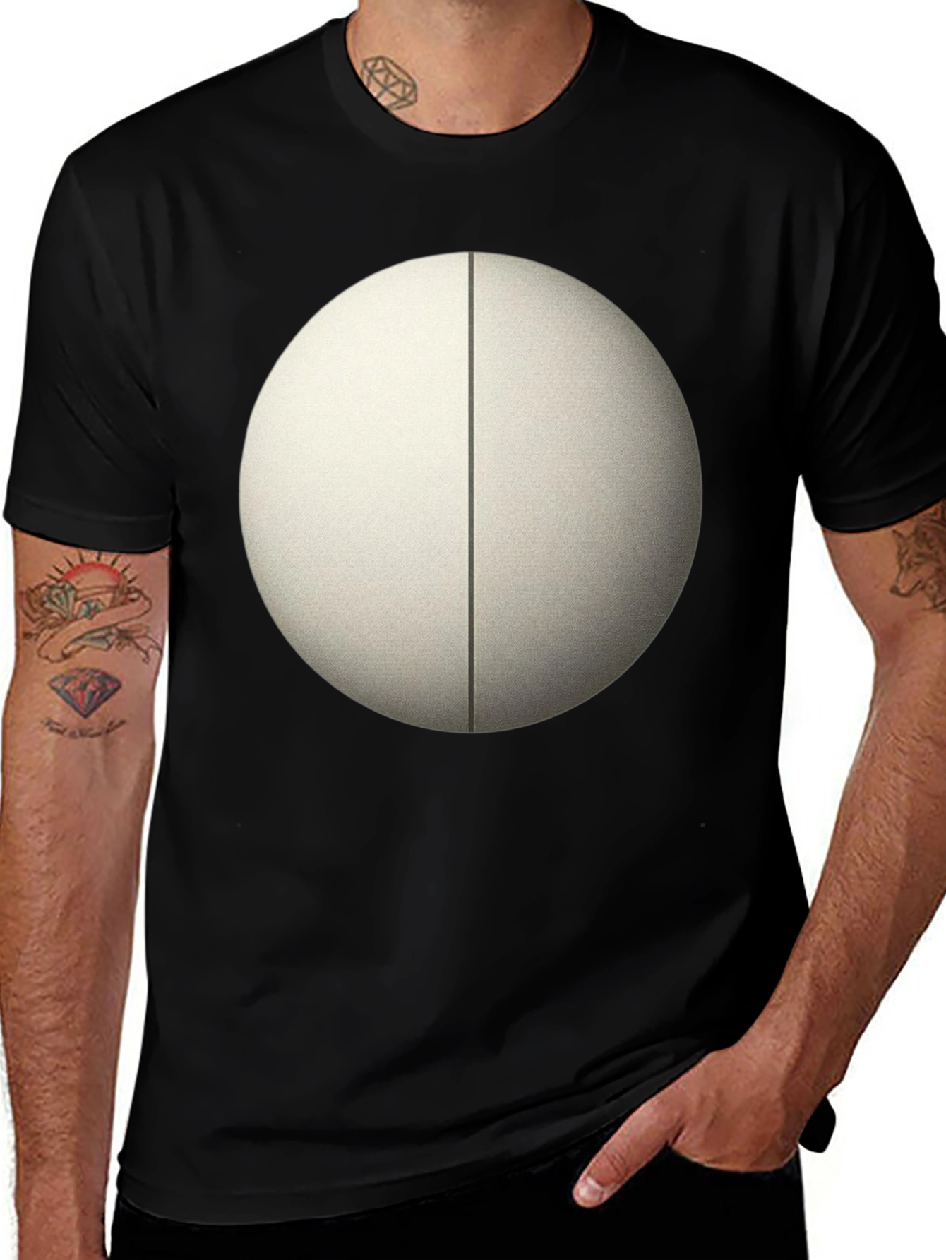 Variant 12 of Minimalist Circle Tee - Black Cotton Blend