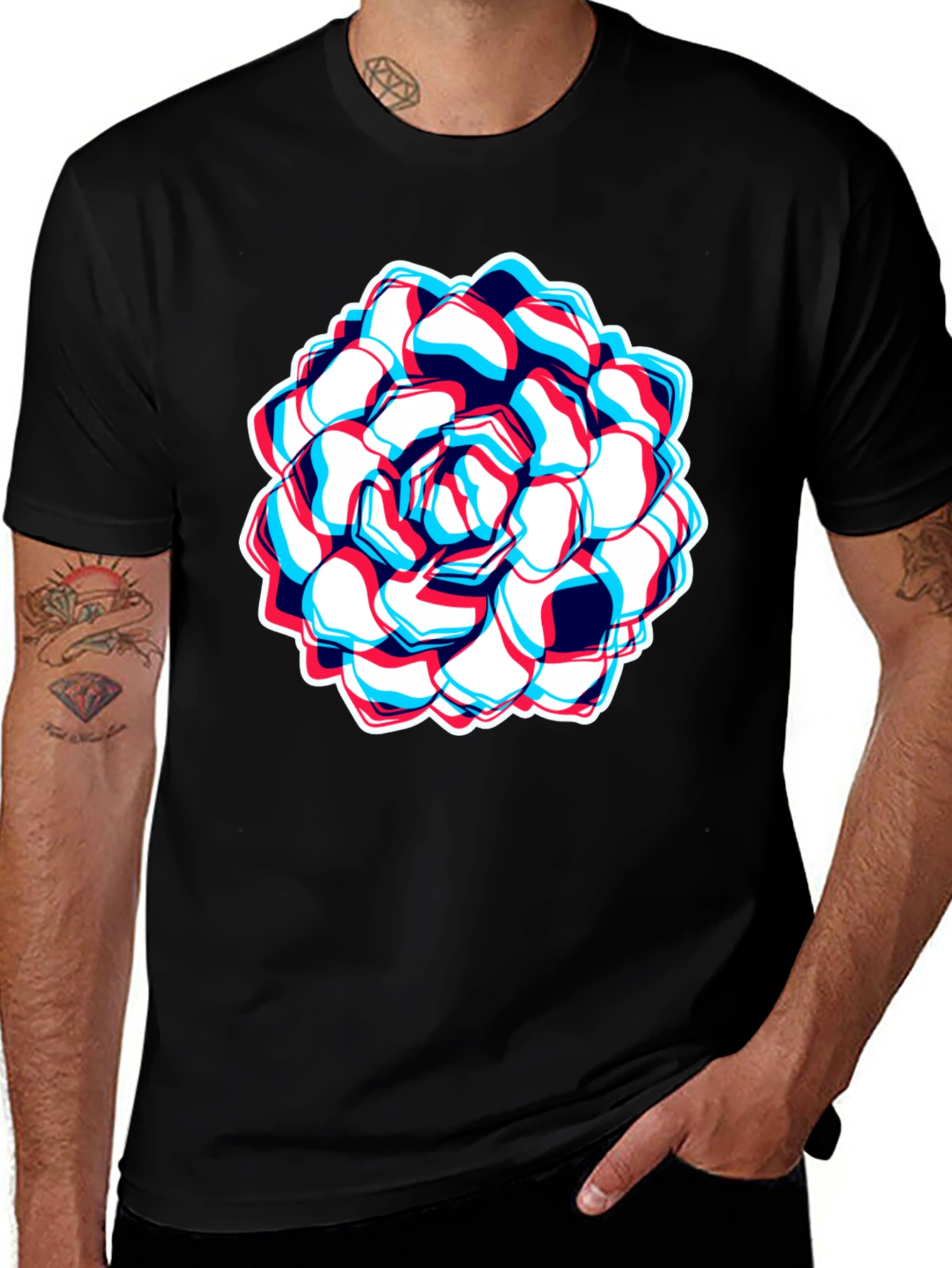 Variant 15 of Optical Illusion Flower Graphic T-Shirt