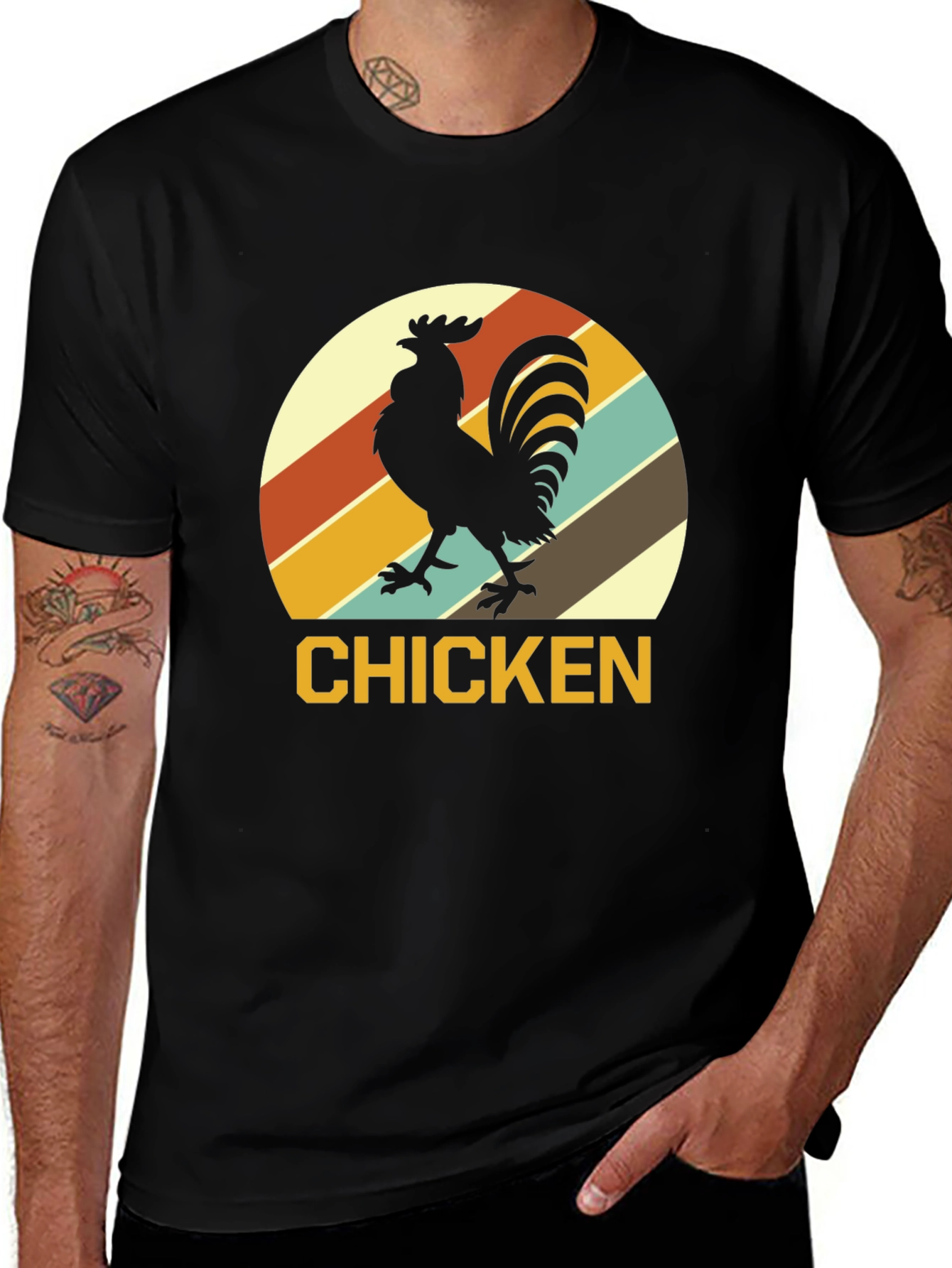 Variant 24 of Retro Chicken Graphic T-Shirt - Black