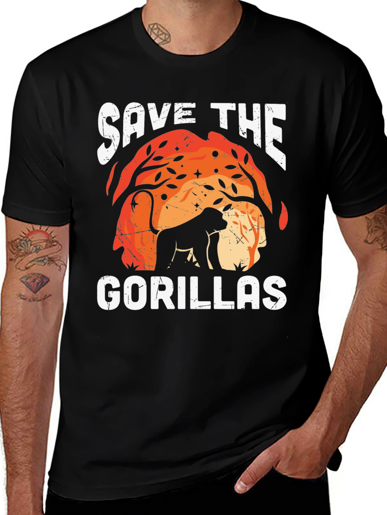 Variant 11 of Save the Gorillas Graphic Tee - Black