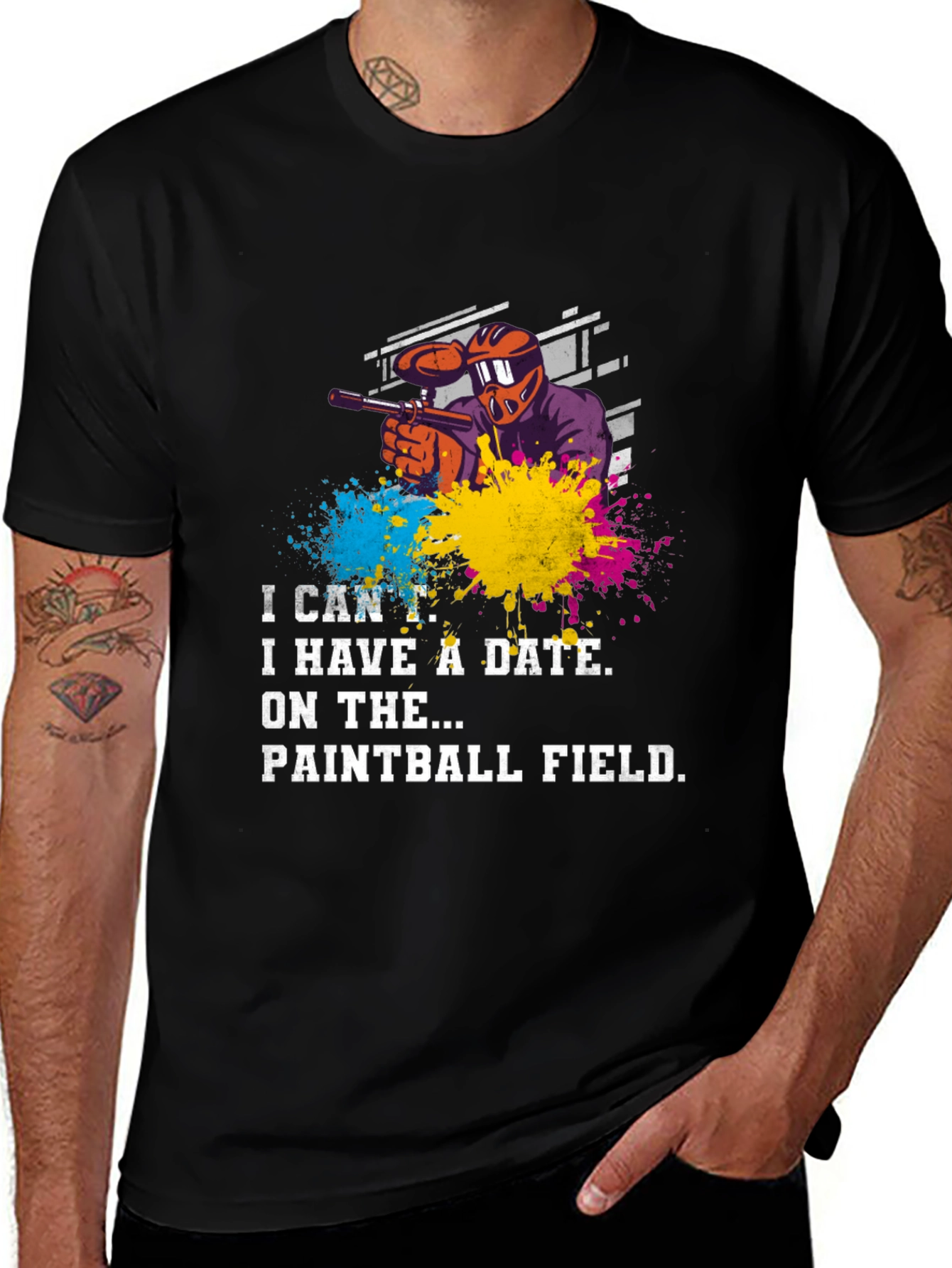 Variant 29 of Paintball Date T-Shirt: Playful Graphic Tee for Game Lovers