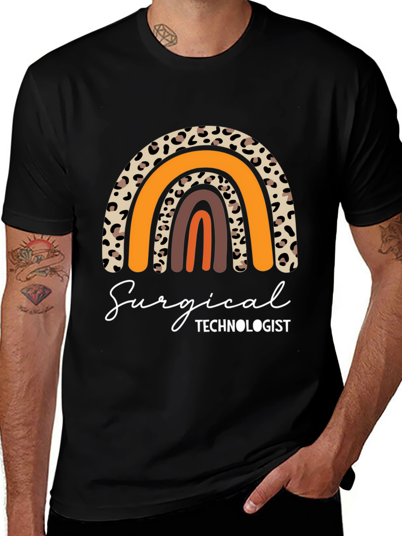 Variant 26 of Surgical Technologist Leopard Rainbow T-Shirt