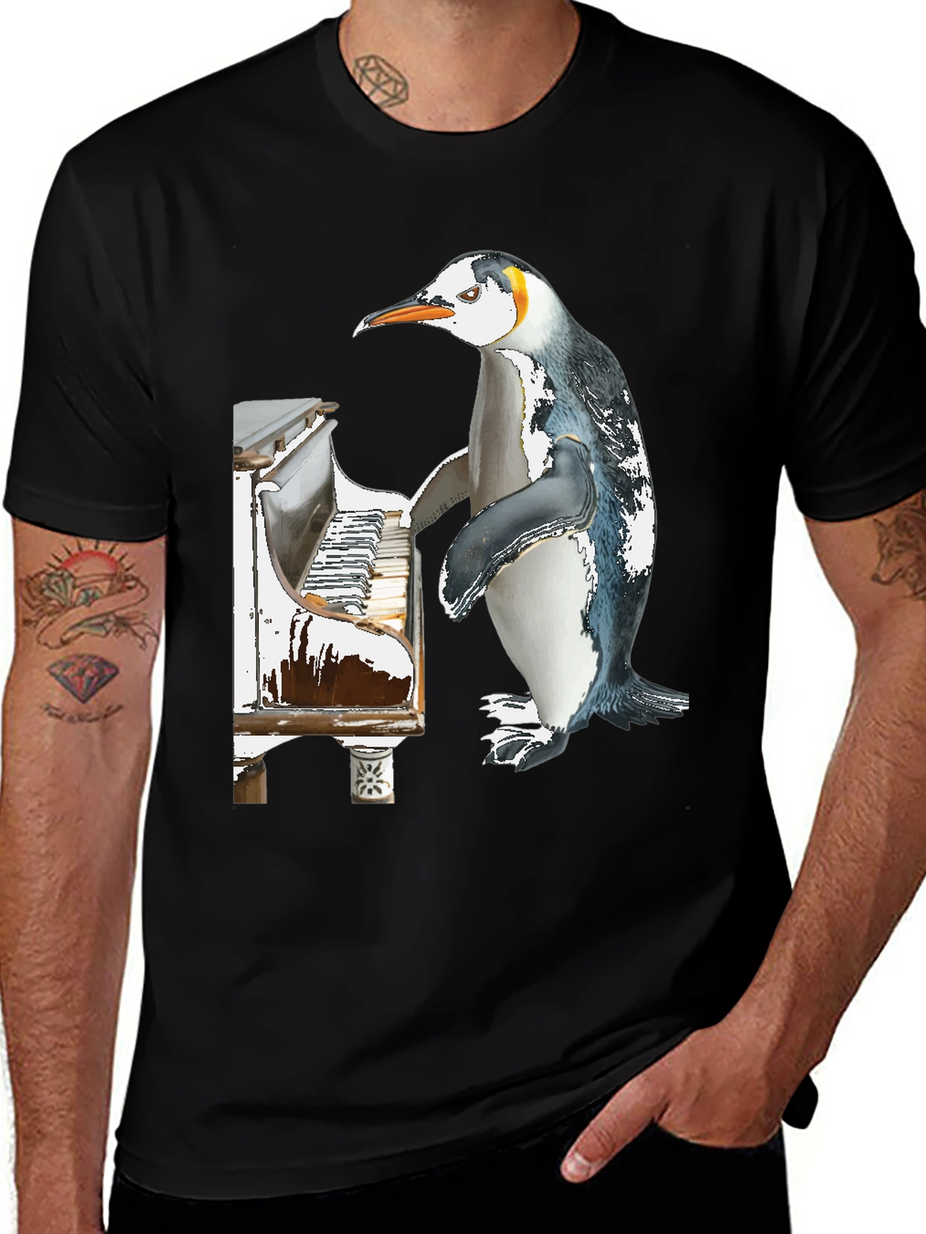 Variant 30 of Penguin Piano T-Shirt - Unique Musician Tee
