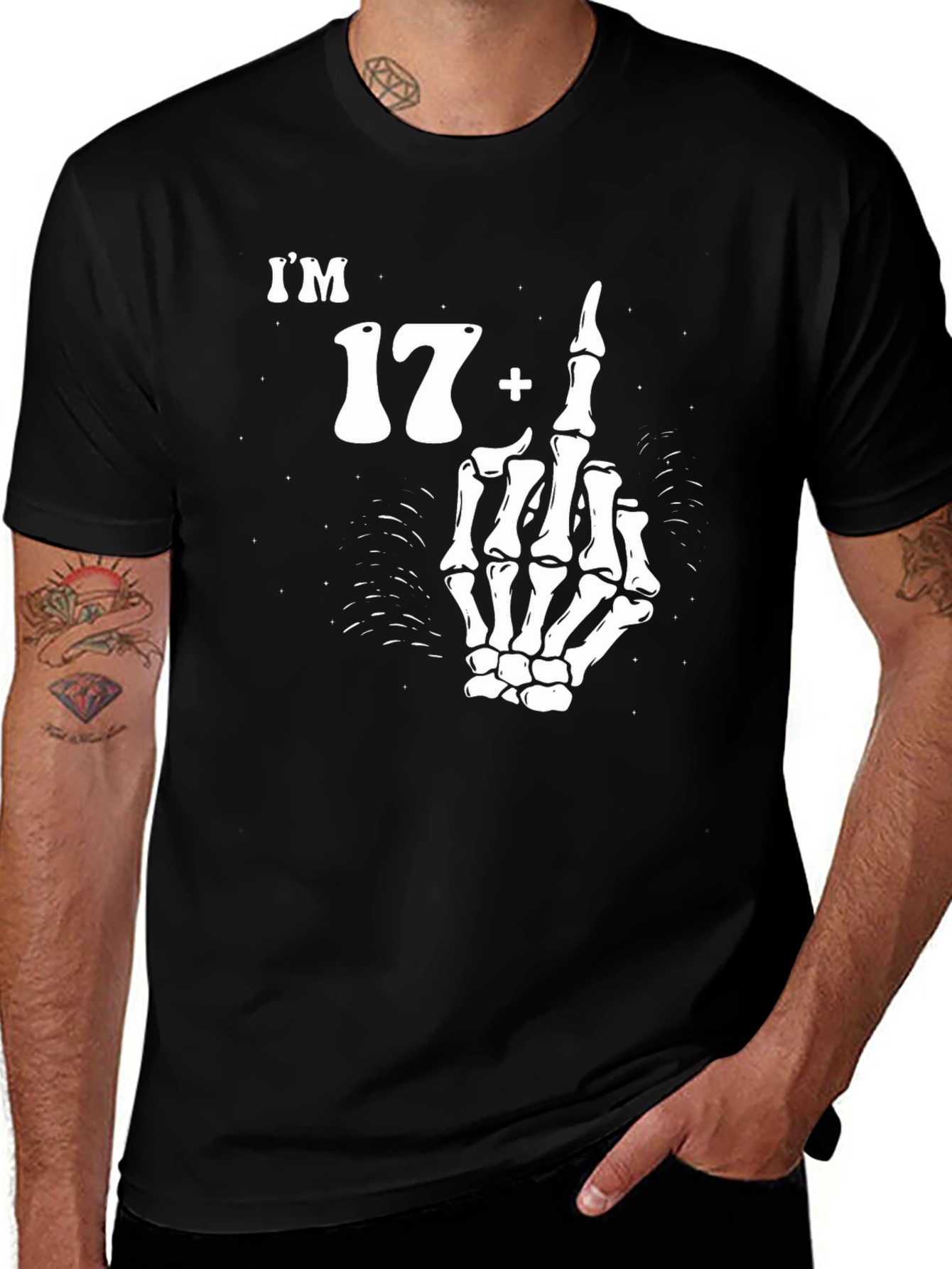 Variant 11 of I'm 17 Plus 1 T-Shirt with Skeleton Middle Finger Graphic