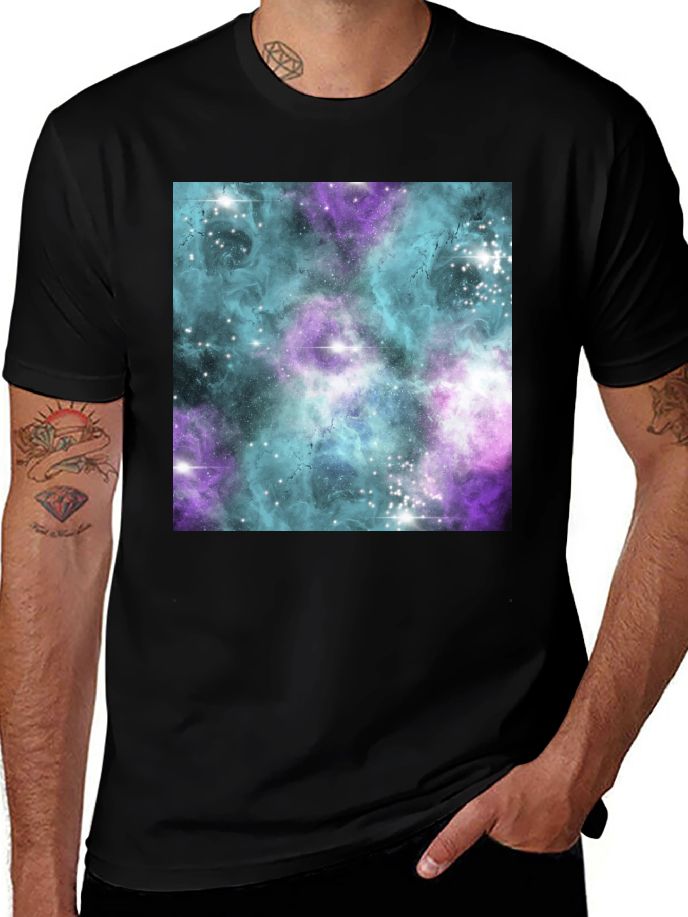 Variant 8 of Galaxy Print Black Tee