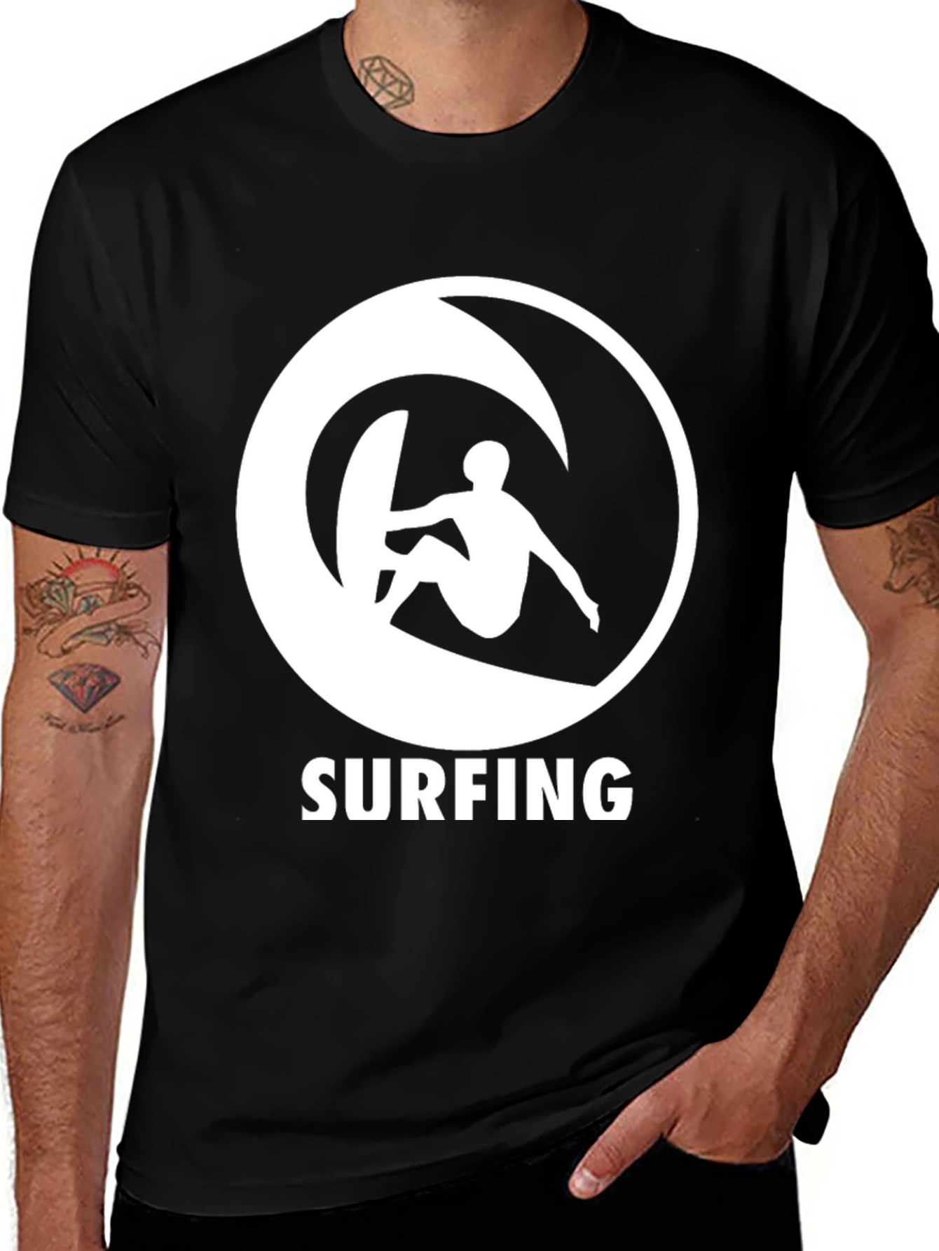 Variant 12 of Surfing Graphic Tee - Black