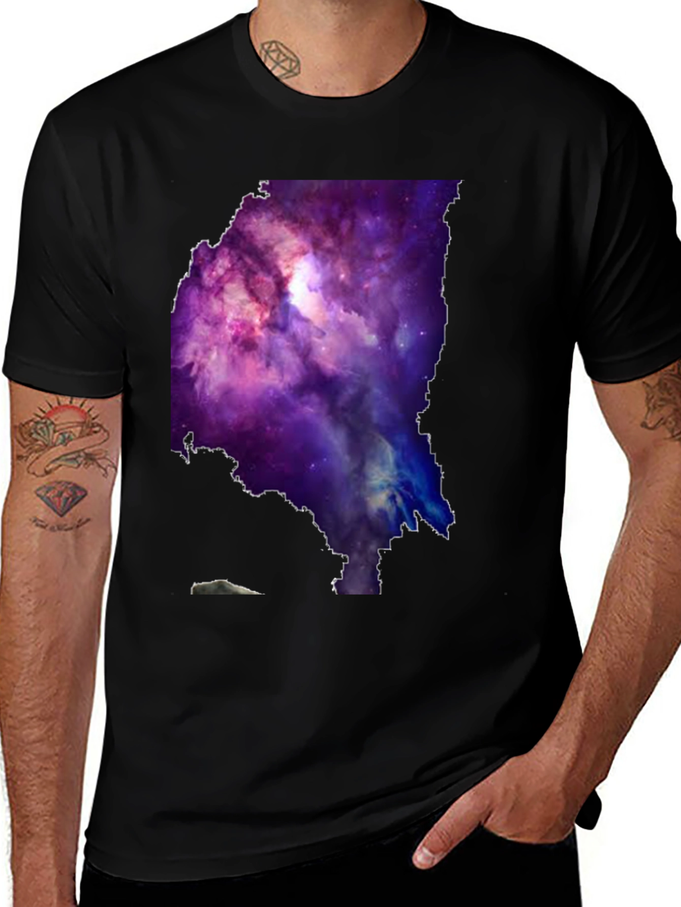 Galaxy Maine Map Graphic Tee - Black Cotton T-Shirt