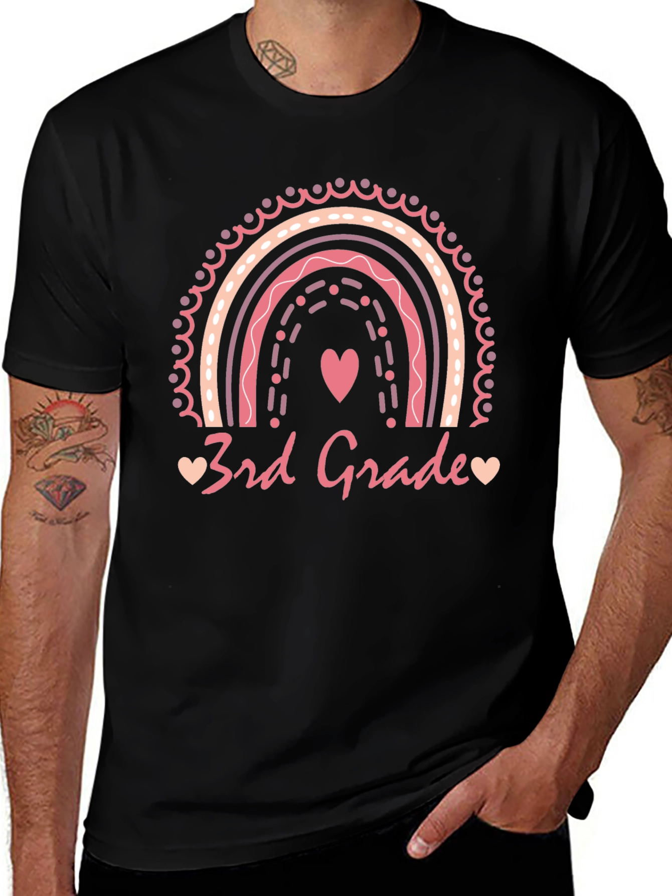 3rd Grade Rainbow Heart T-Shirt - School Teacher Tee