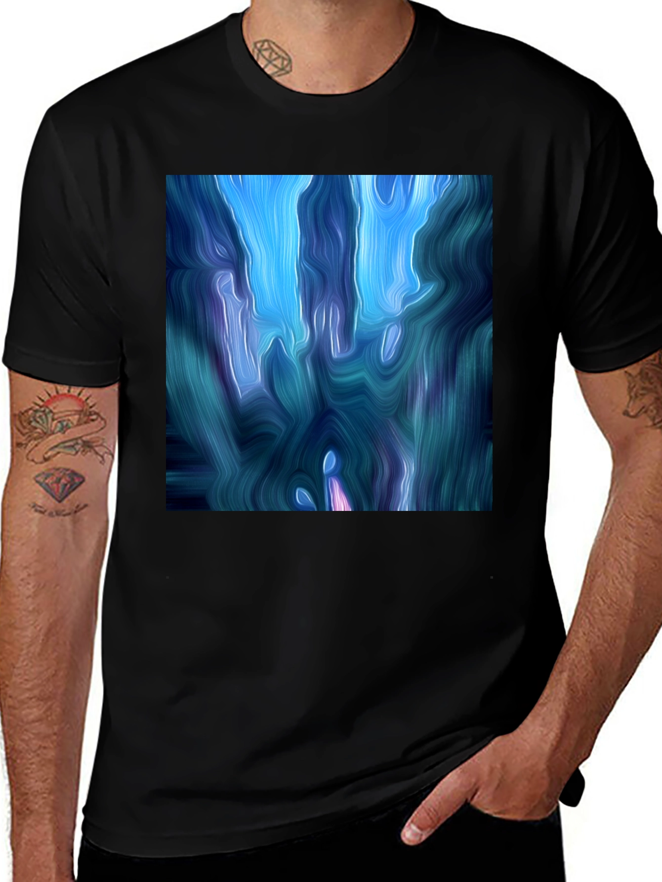 Variant 9 of Abstract Blue Swirl Graphic T-Shirt