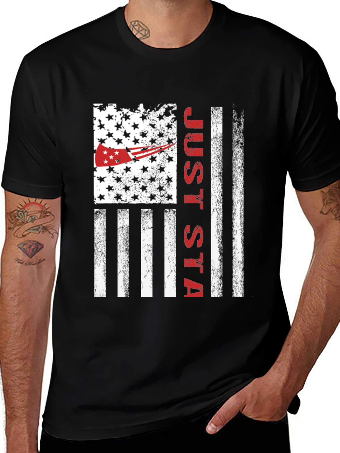 Variant 29 of Just Stay T-Shirt American Flag Patriotic Design