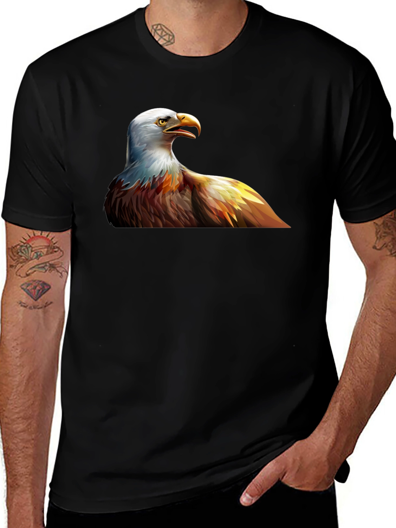 Variant 7 of Bald Eagle Graphic Print Black T-Shirt