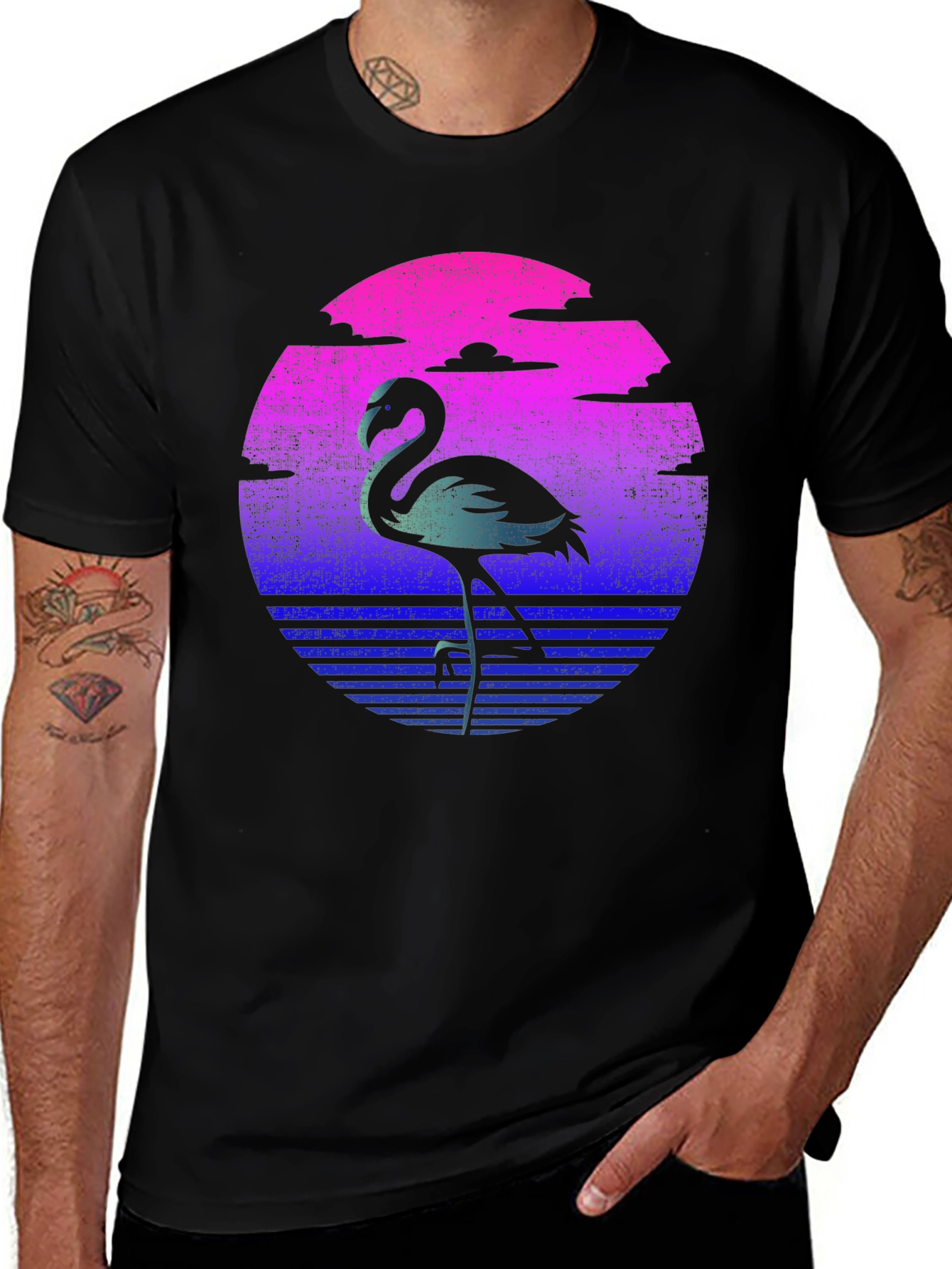 Variant 2 of Retro Flamingo T-Shirt - Sunset Graphic Tee