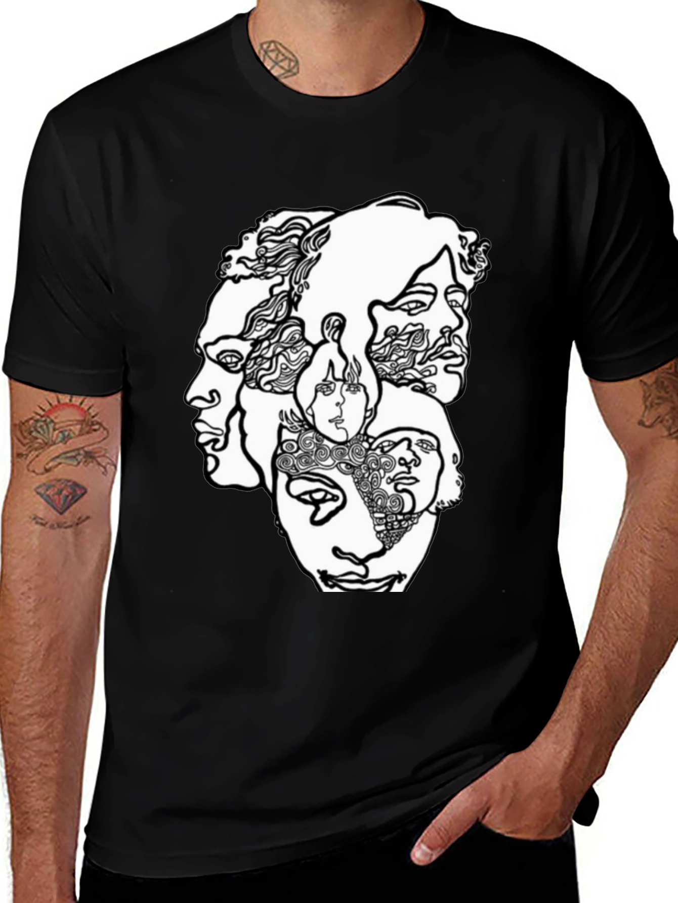 Variant 19 of Abstract Faces Graphic T-Shirt - Unisex Crew Neck