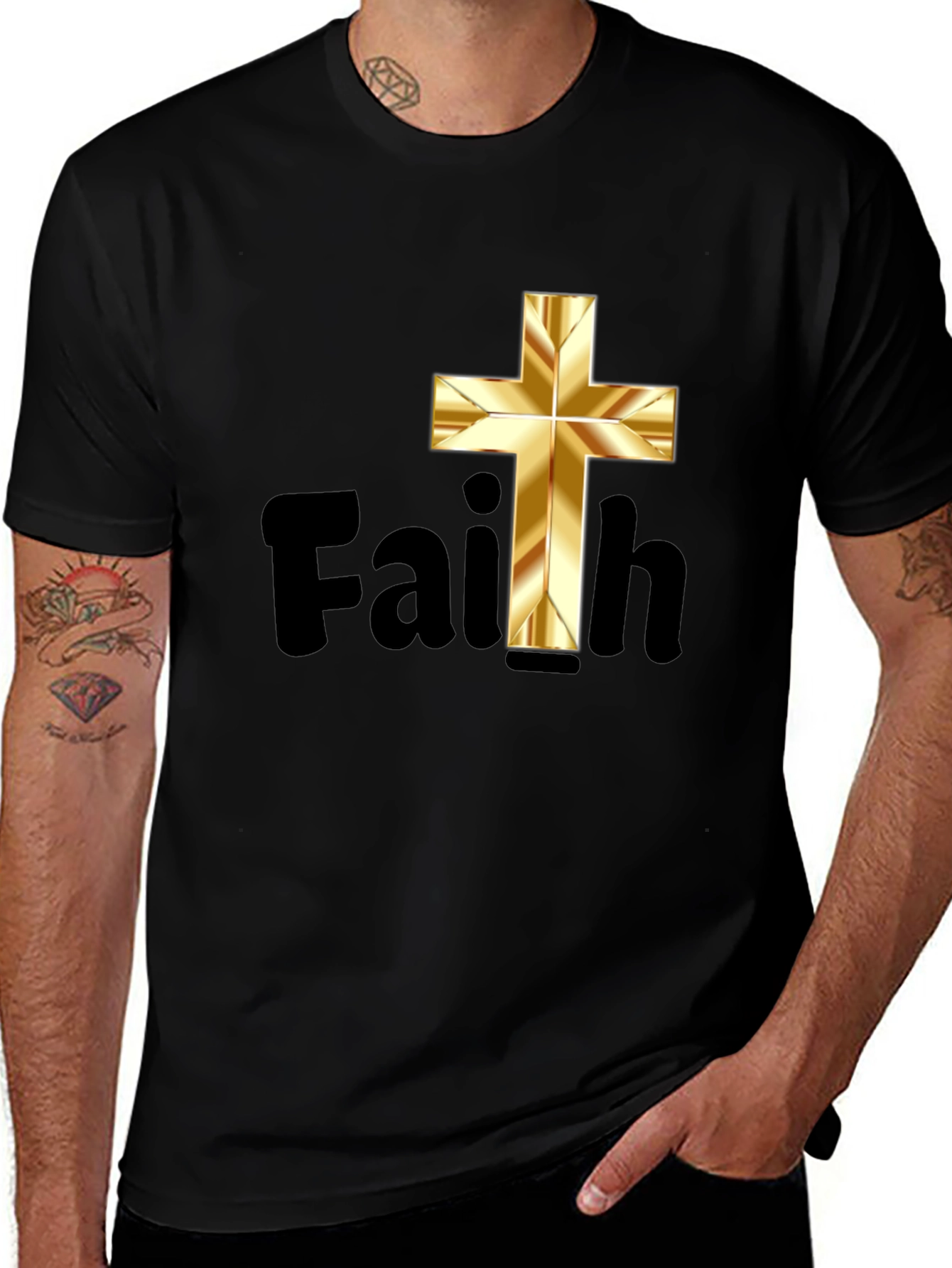 Variant 14 of Faith Gold Cross Graphic Tee