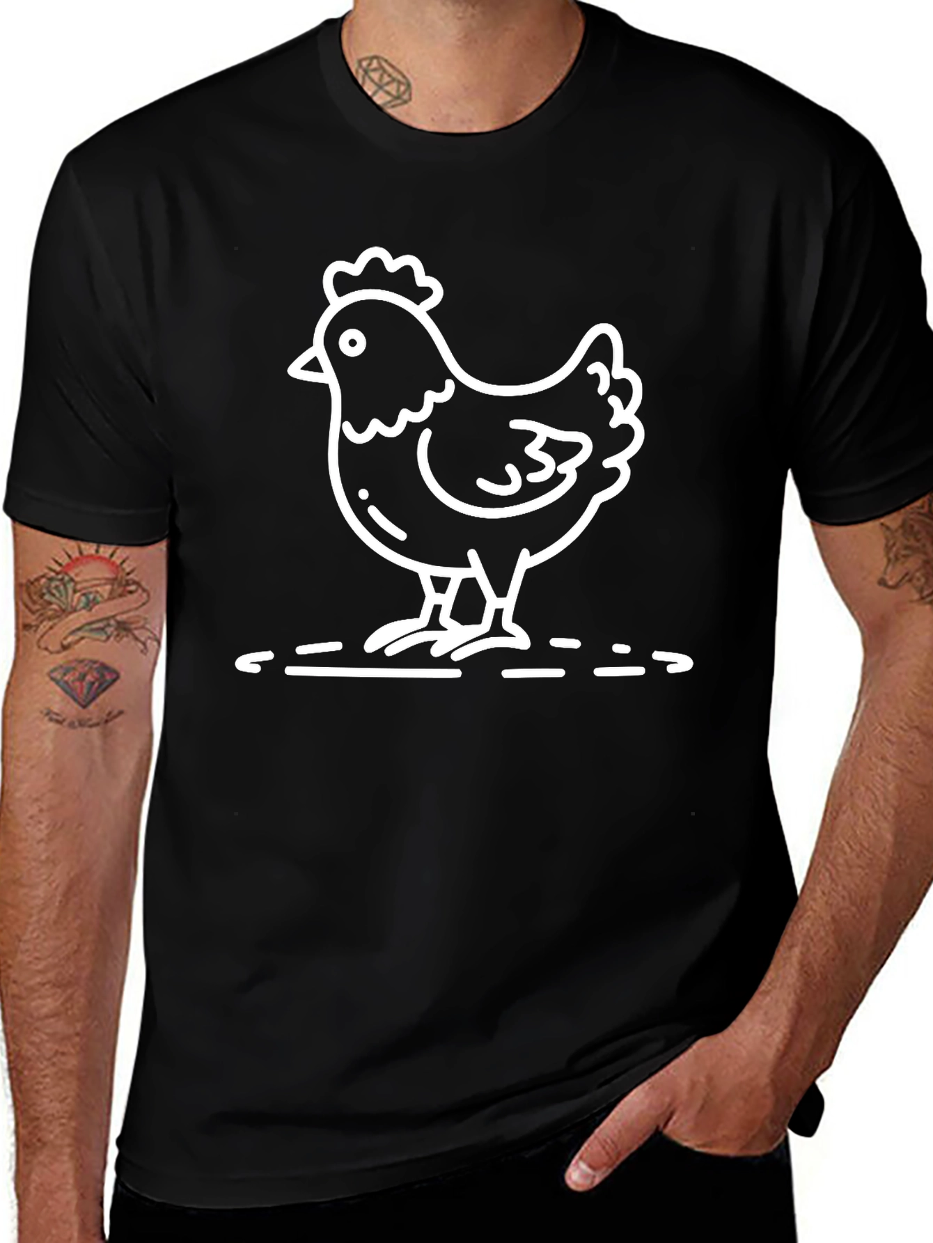Variant 7 of Chicken Graphic Black T-Shirt