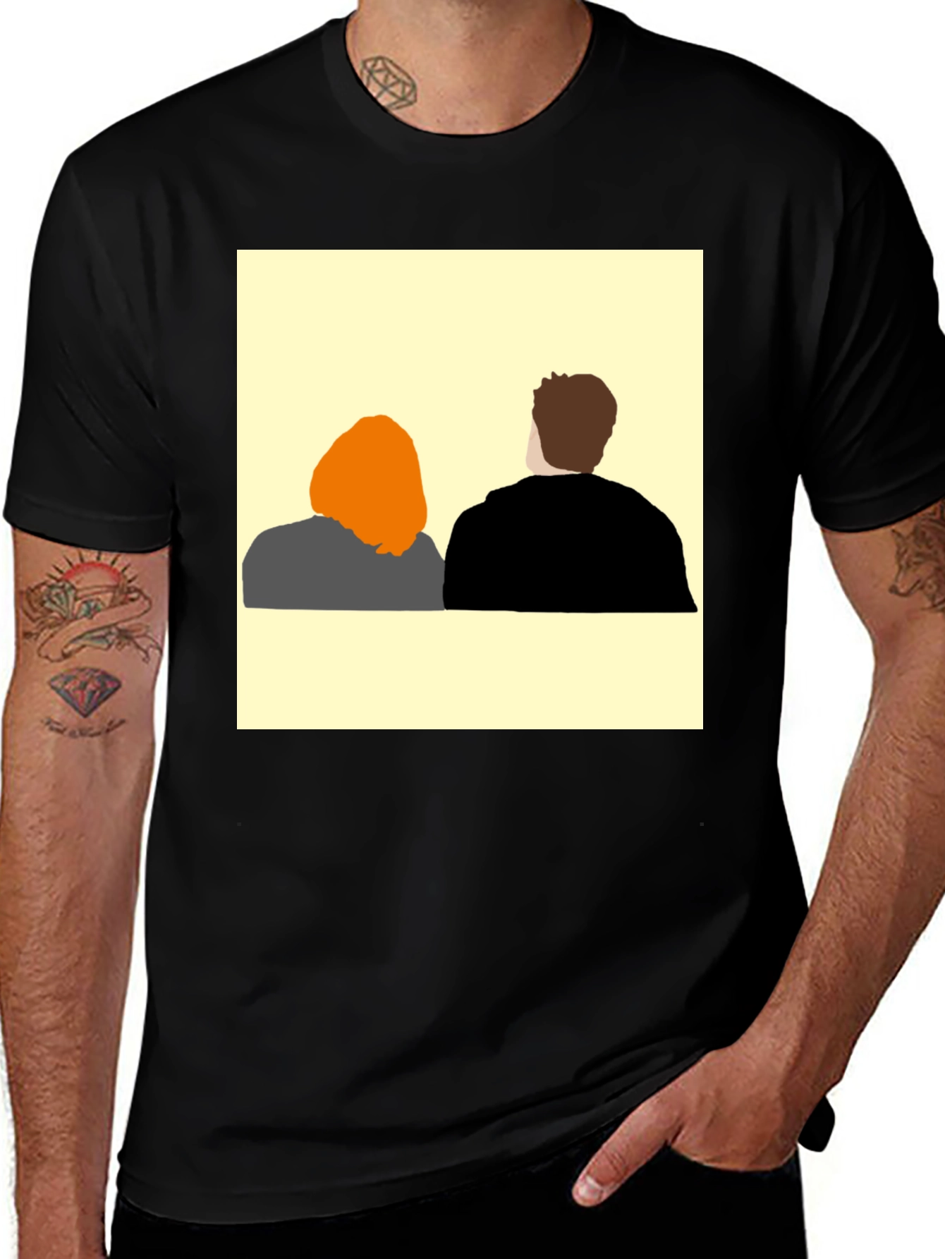 Variant 14 of Abstract Couple T-Shirt - Black Graphic Tee