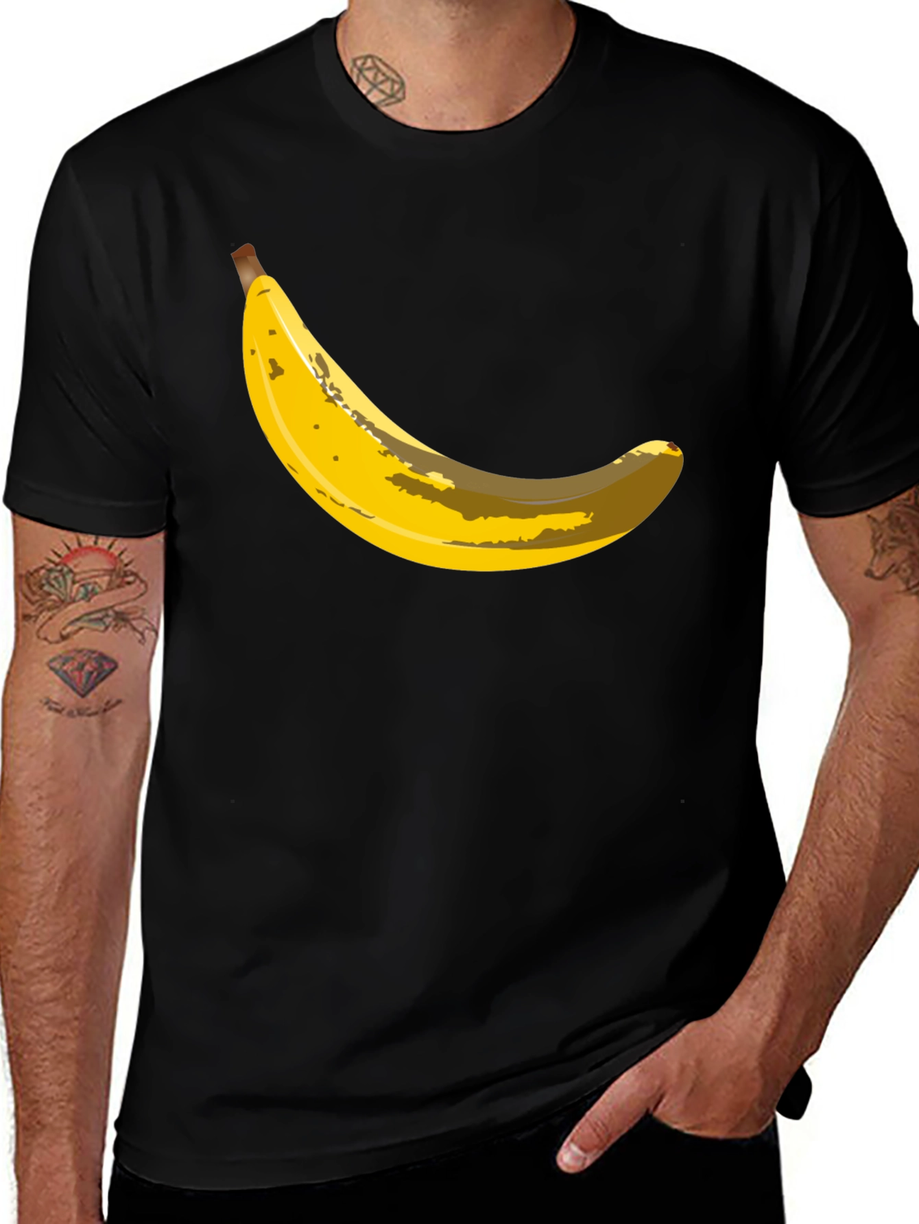 Variant 8 of Banana Graphic Black T-Shirt - Novelty Fruit Tee