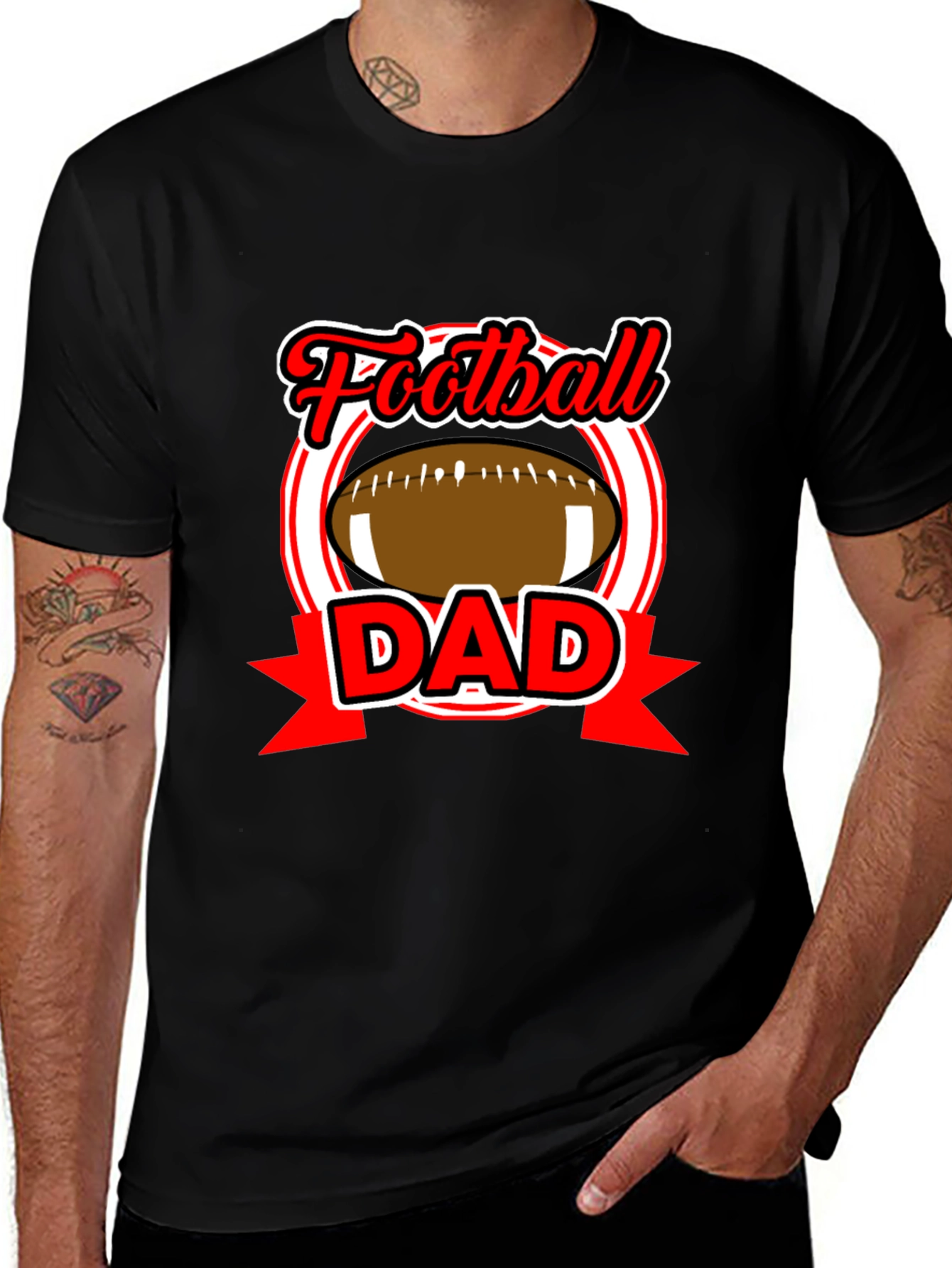 Variant 18 of Football Dad Graphic T-Shirt, Black Tee