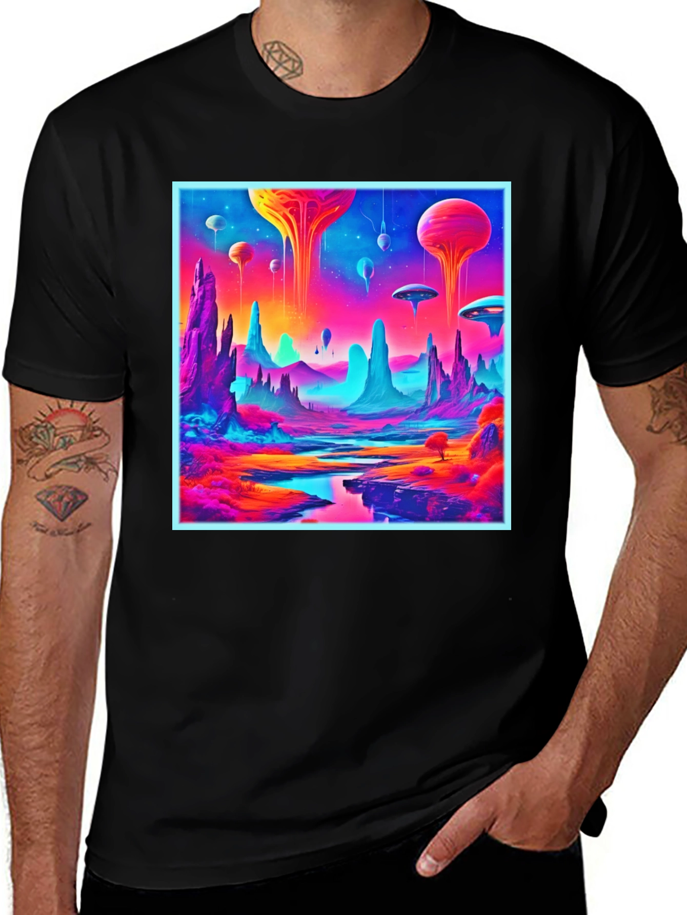 Variant 20 of Neon Alien Landscape Graphic Tee