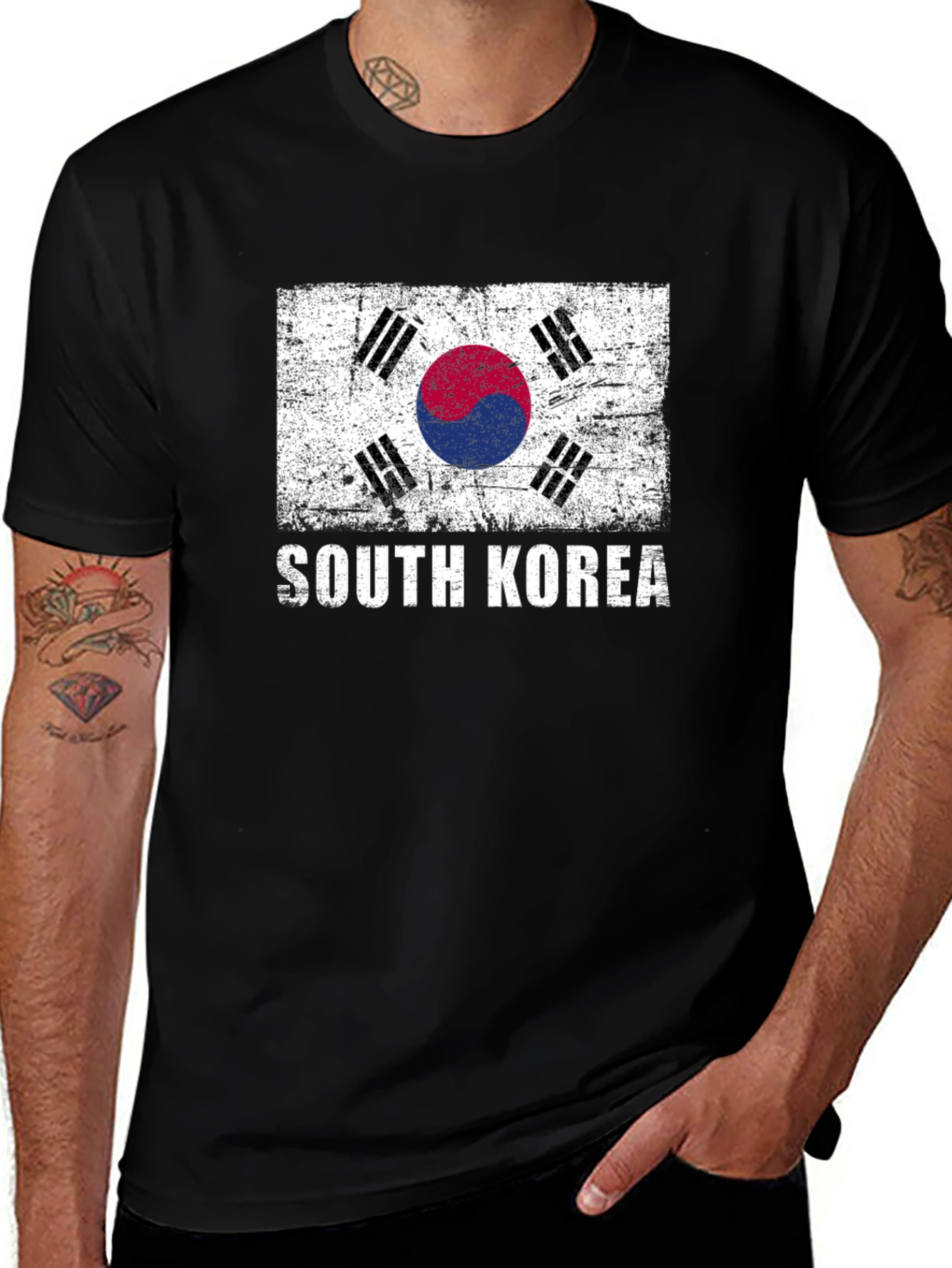 Variant 2 of South Korea Flag Graphic Tee - Distressed Design