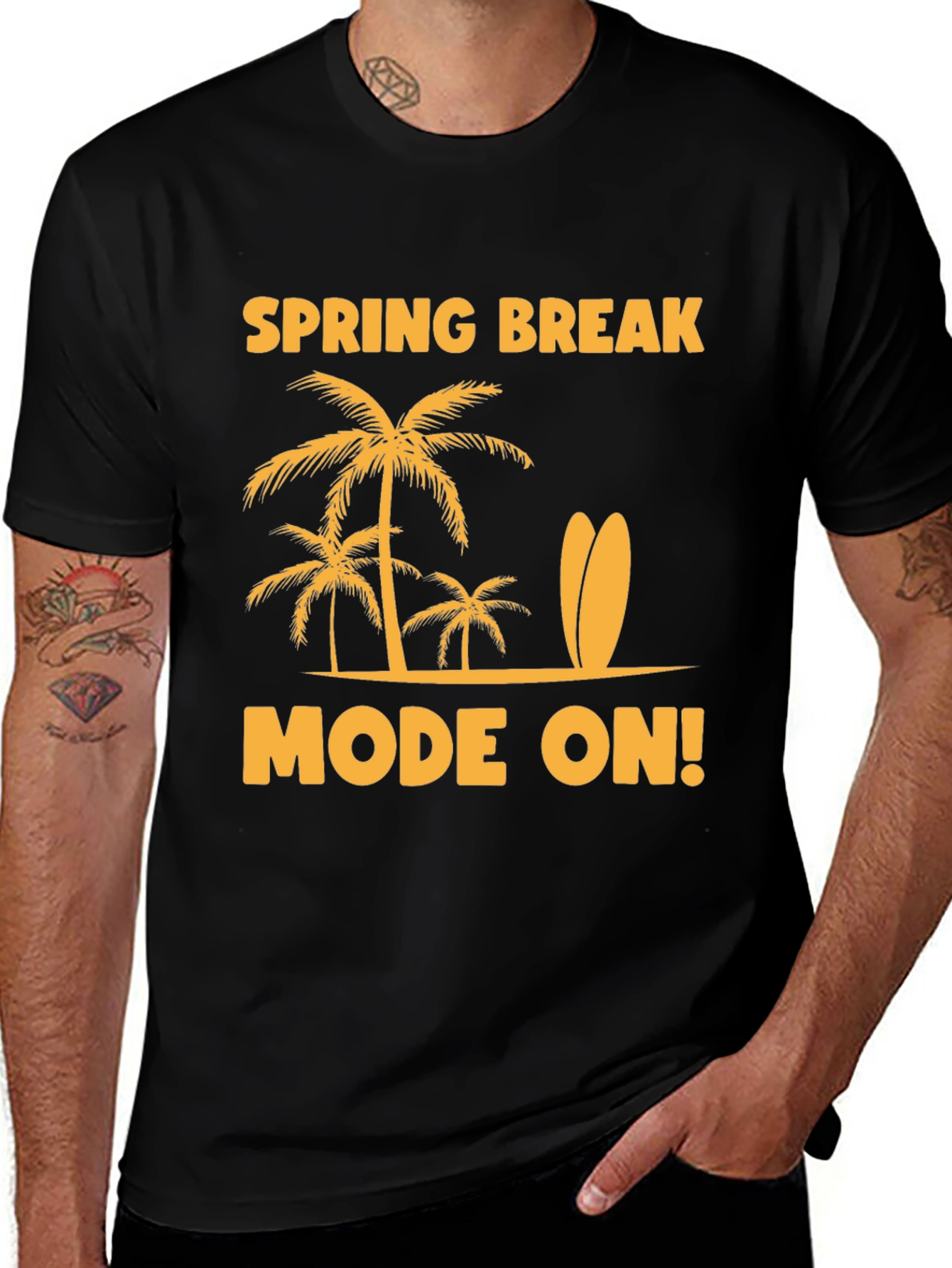 Variant 2 of Spring Break Mode On! Black T-Shirt