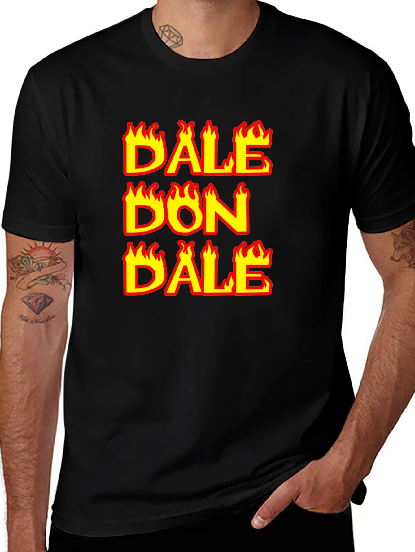 Variant 5 of Dale Don Dale Flaming Text Black T-Shirt