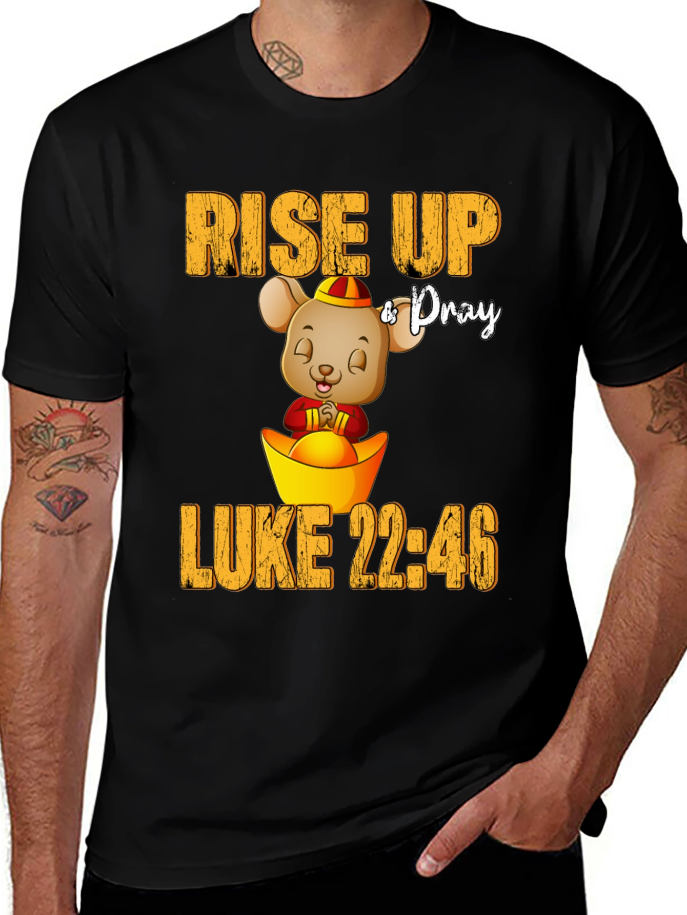 Variant 13 of Rise Up & Pray T-Shirt - Luke 22:46, Cartoon Mouse